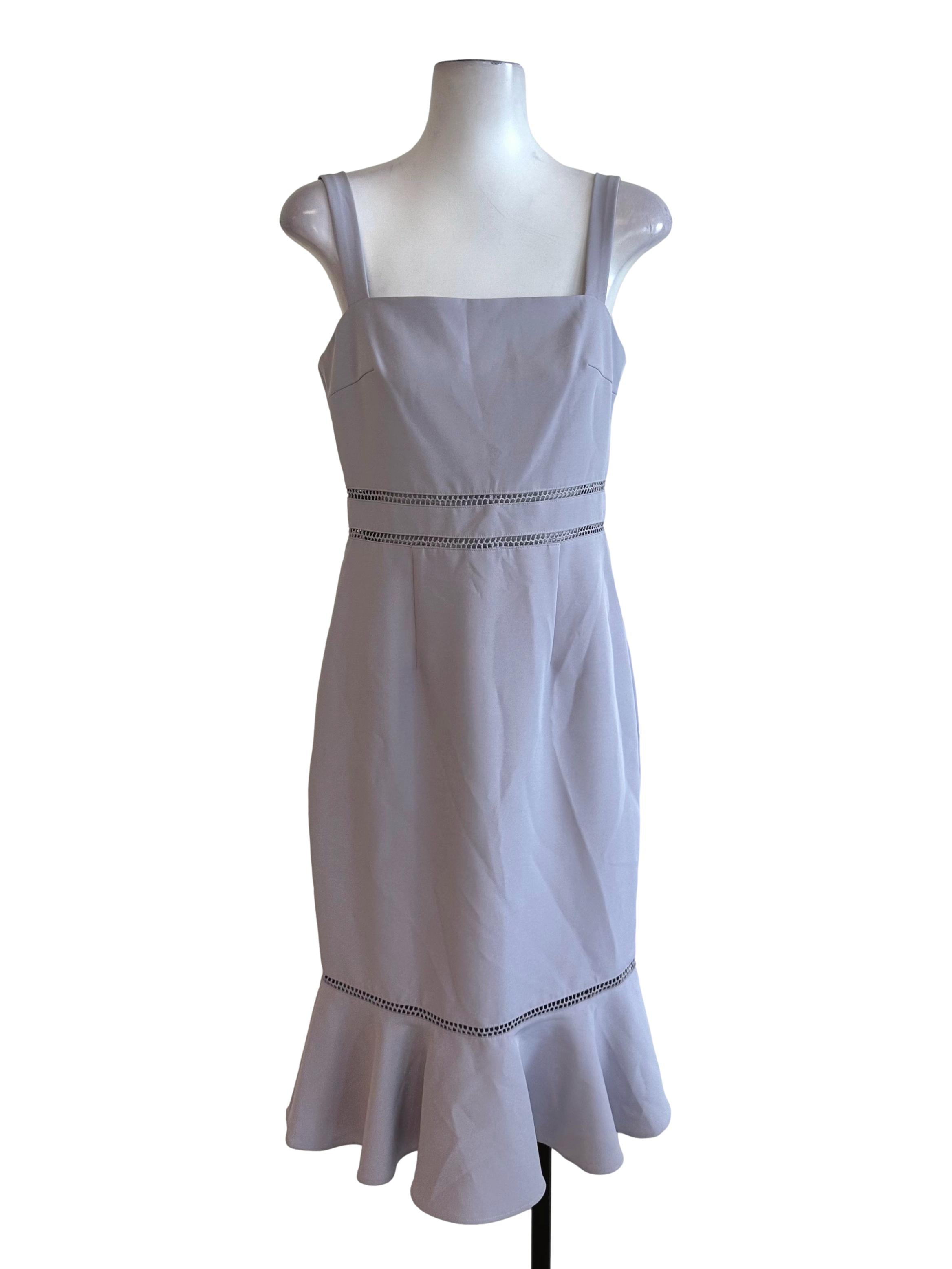 Ash Grey Square Neck Trumpet Dress LB