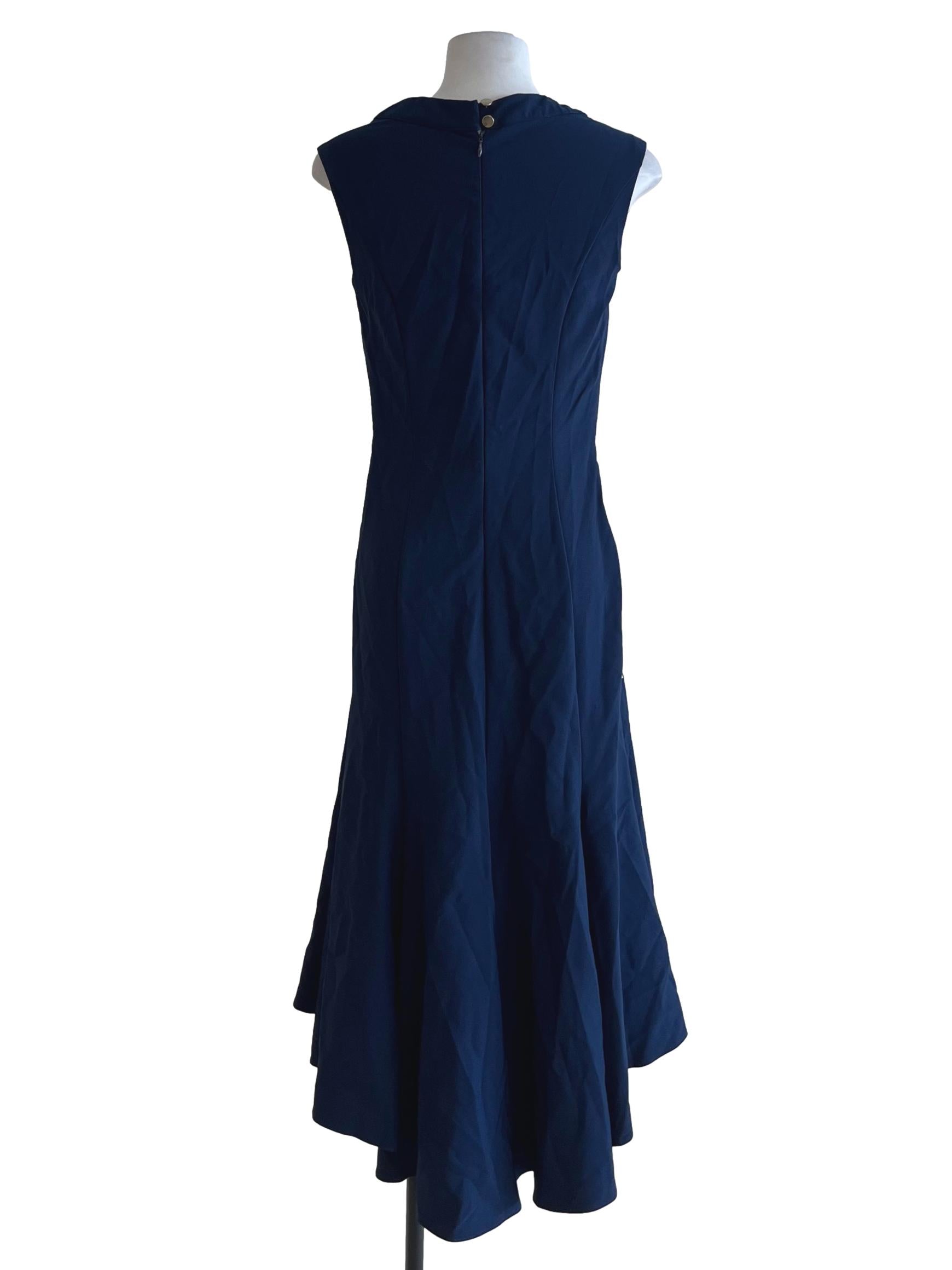 Navy Blue Jewel Neckline Sheath Dress