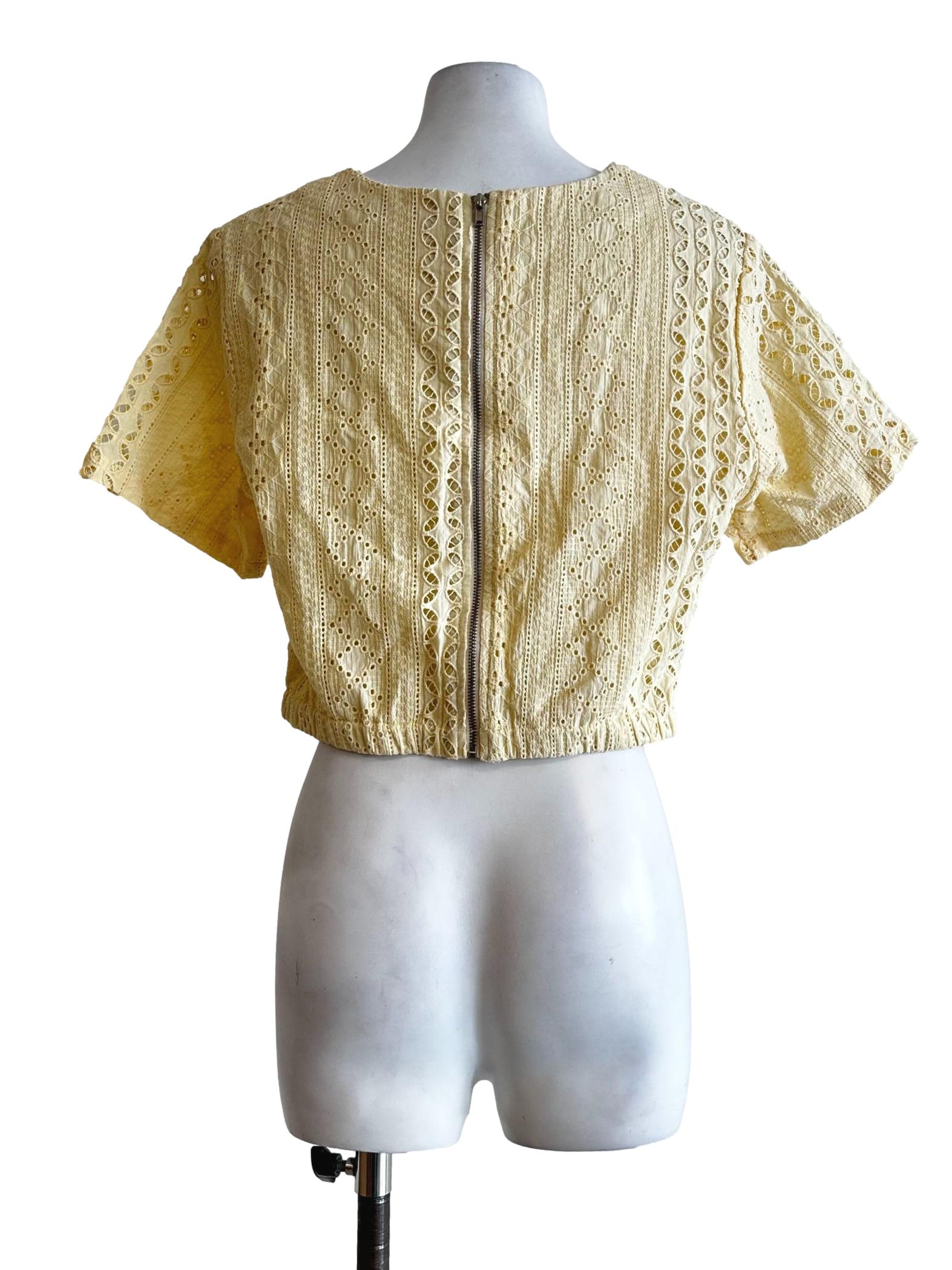 Light Yellow Embroidered Pattern Top