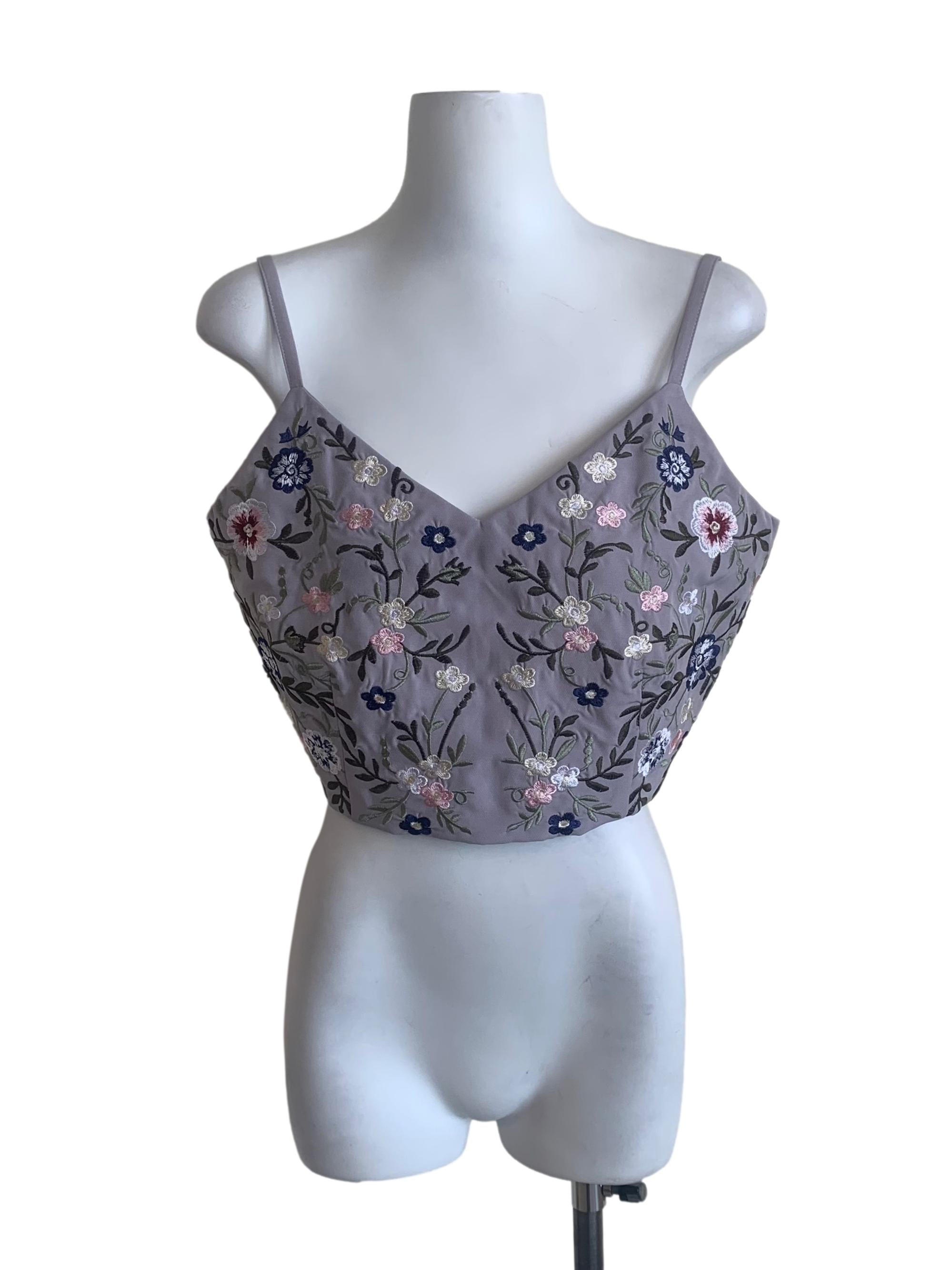 Flint Grey Floral Pattern Top