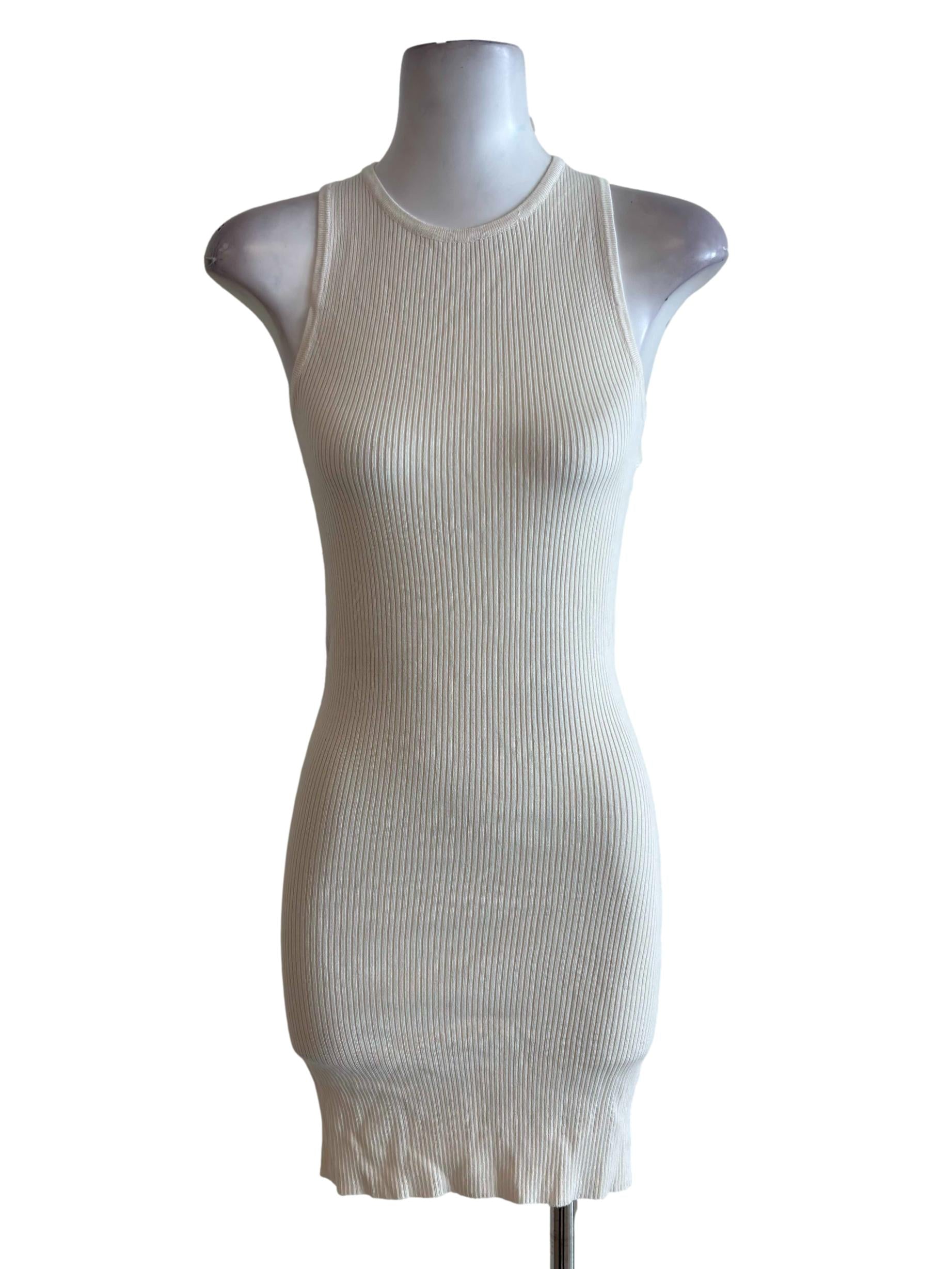 Ivory White Fitted Knit Dress
