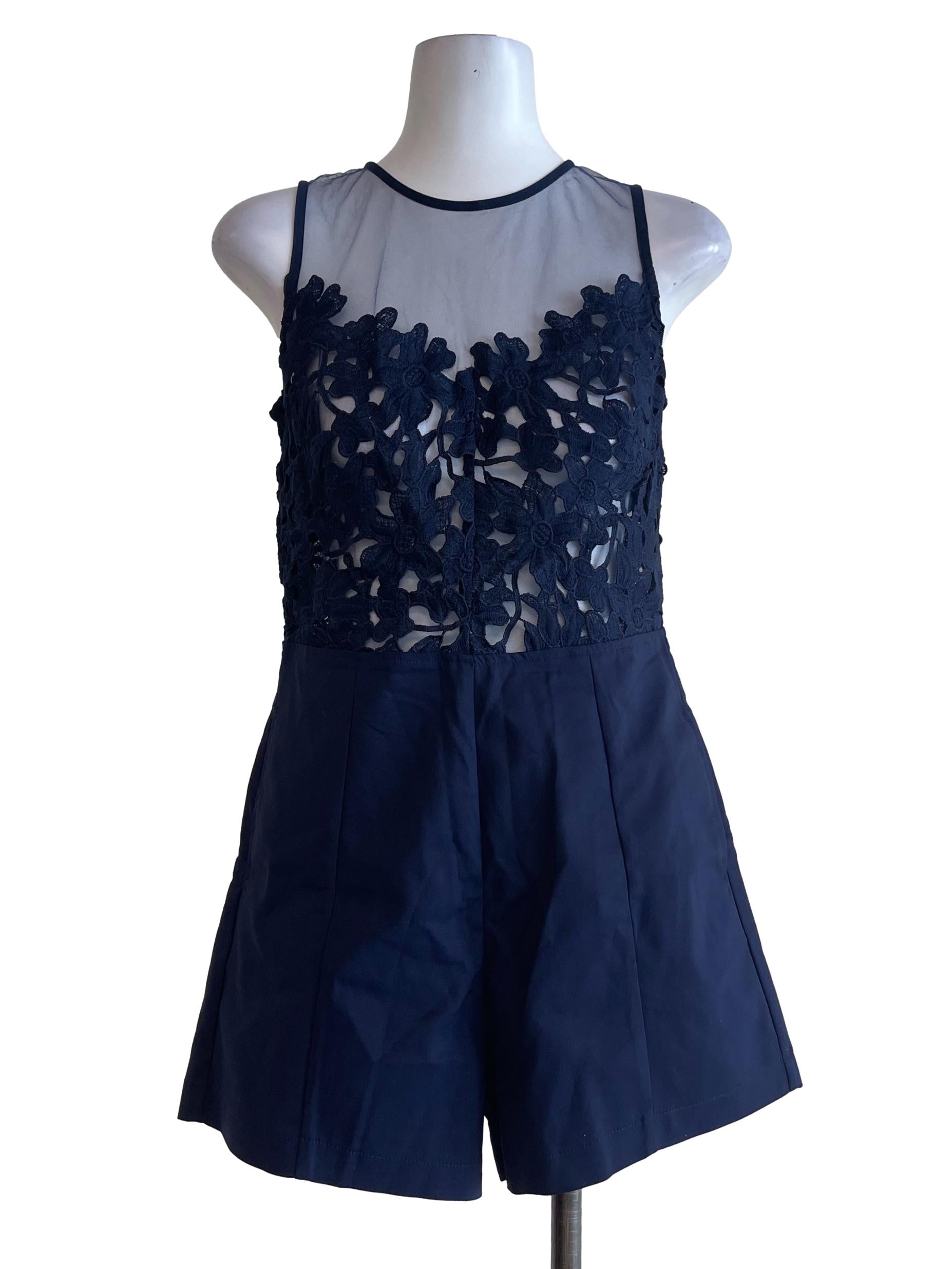 Navy Blue Lacey Romper