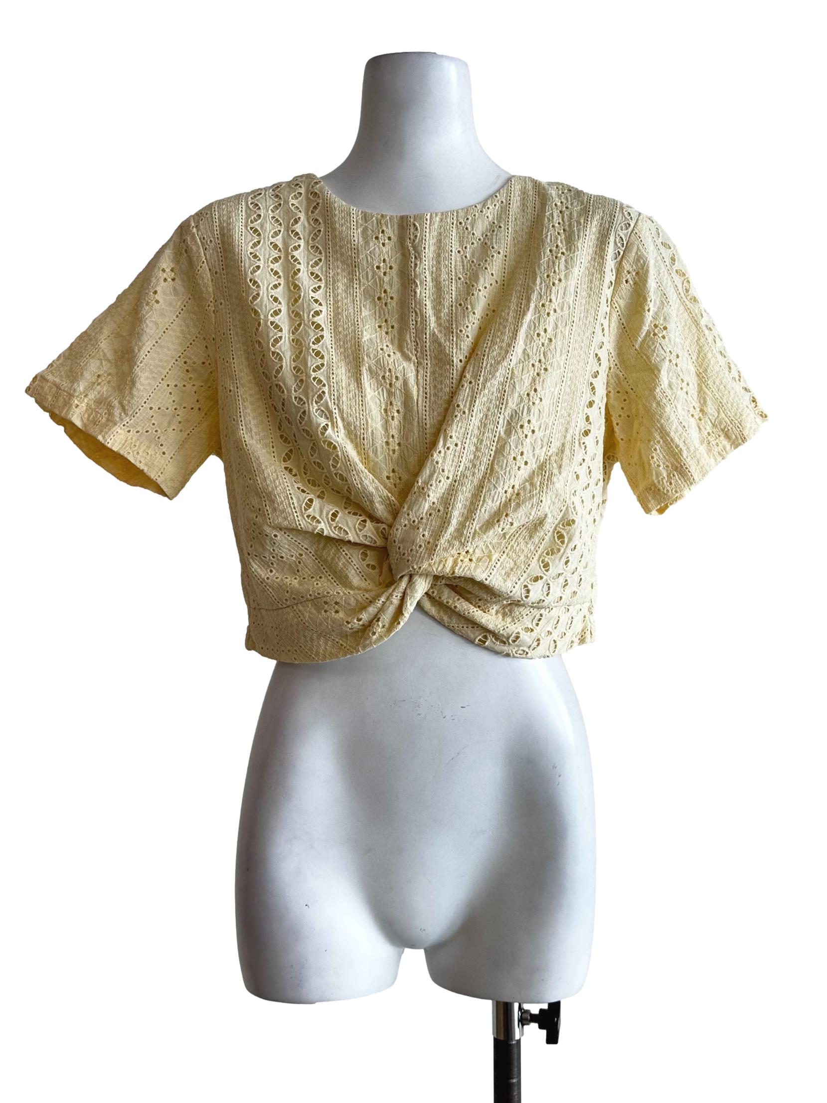 Light Yellow Embroidered Pattern Top