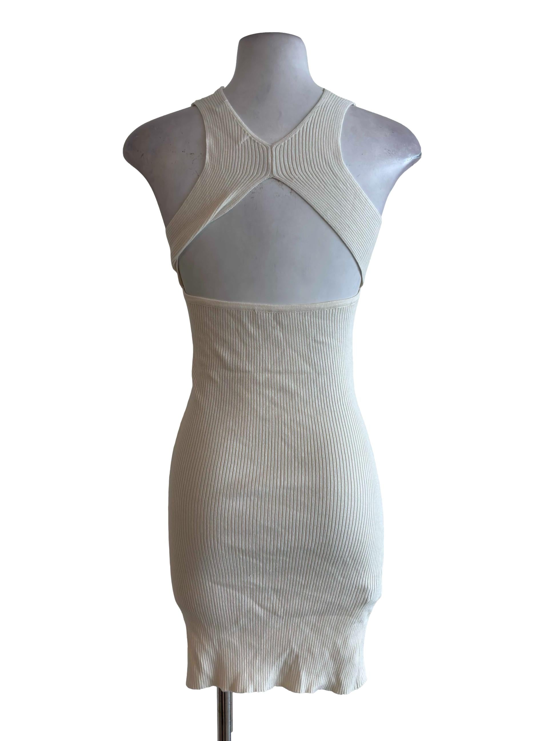 Ivory White Fitted Knit Dress