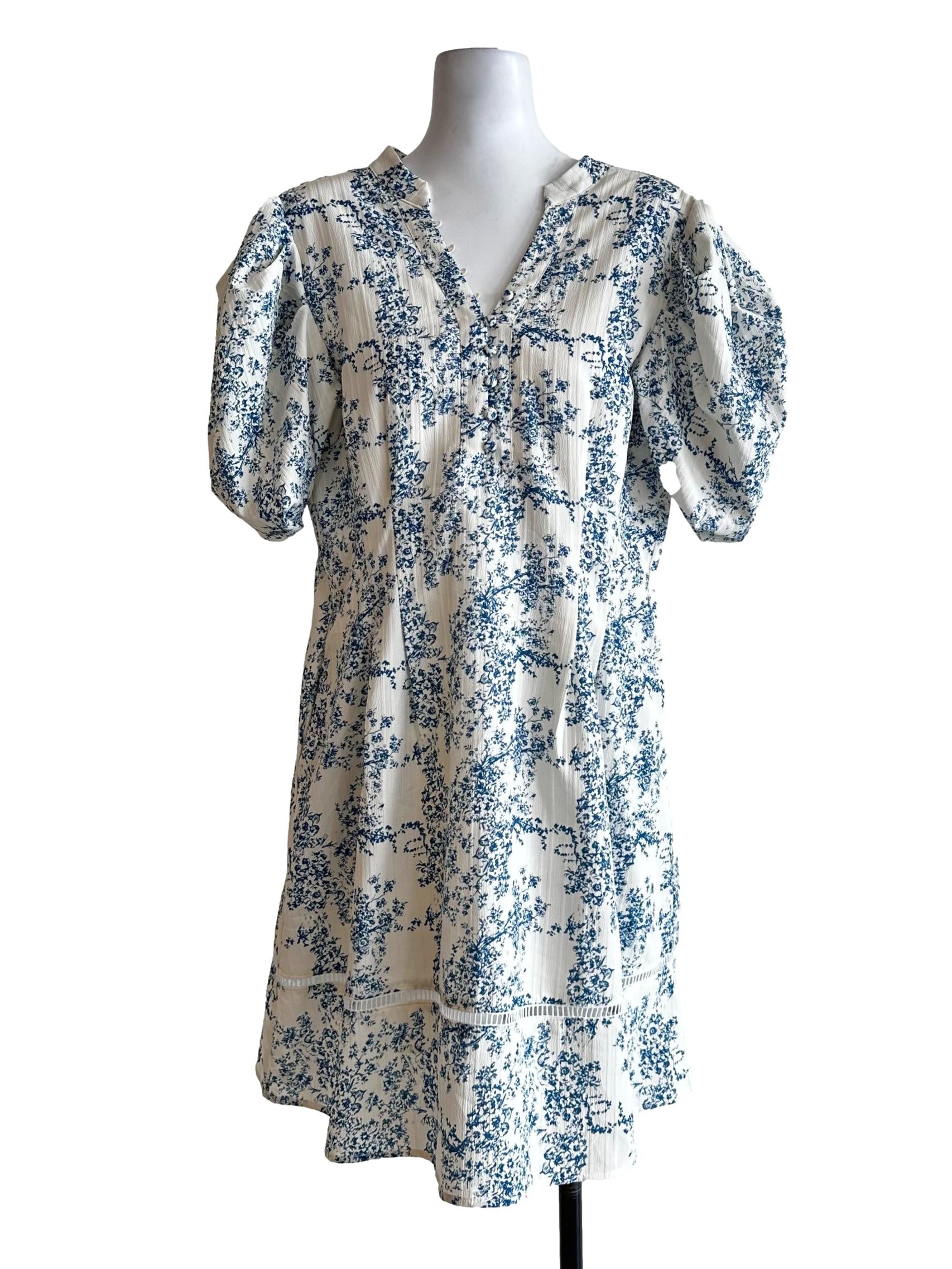 Porcelain White Flower Pattern Dress