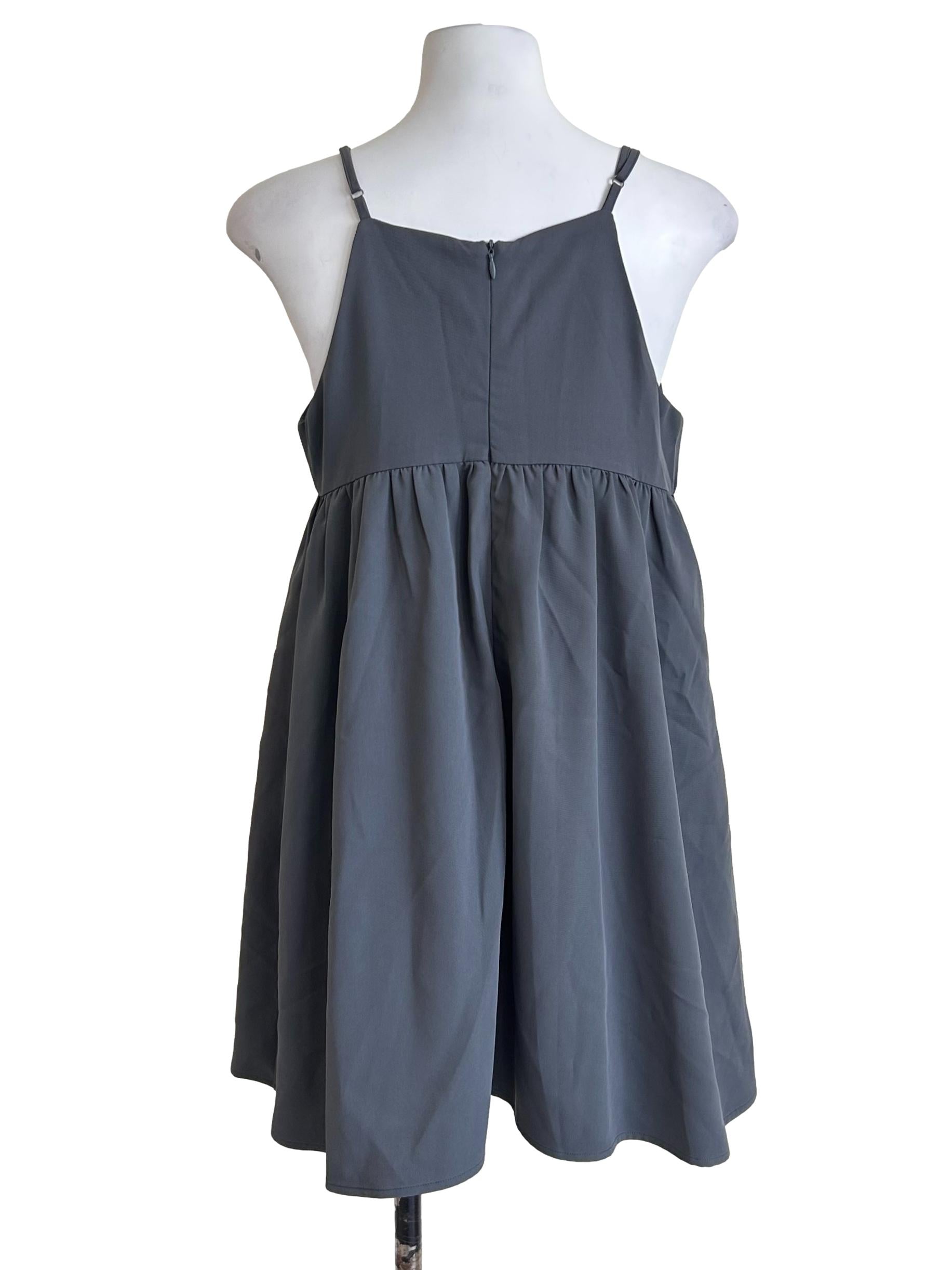 Dark Grey Babydoll Mini Dress