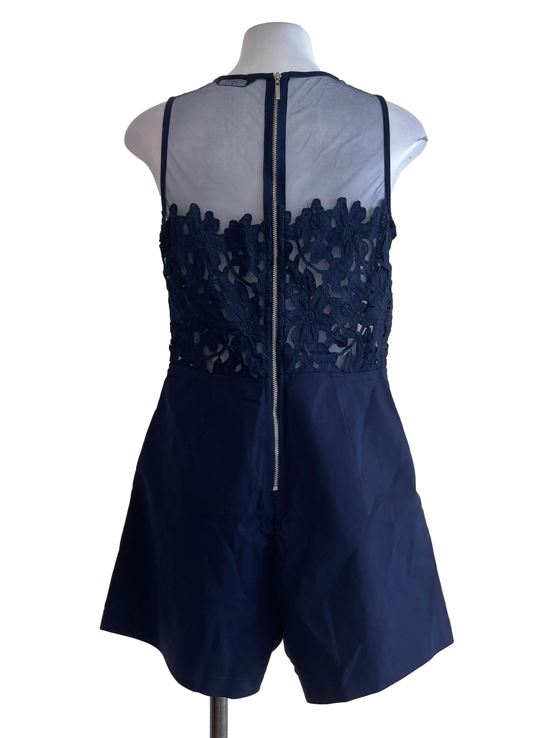 Navy Blue Lacey Romper