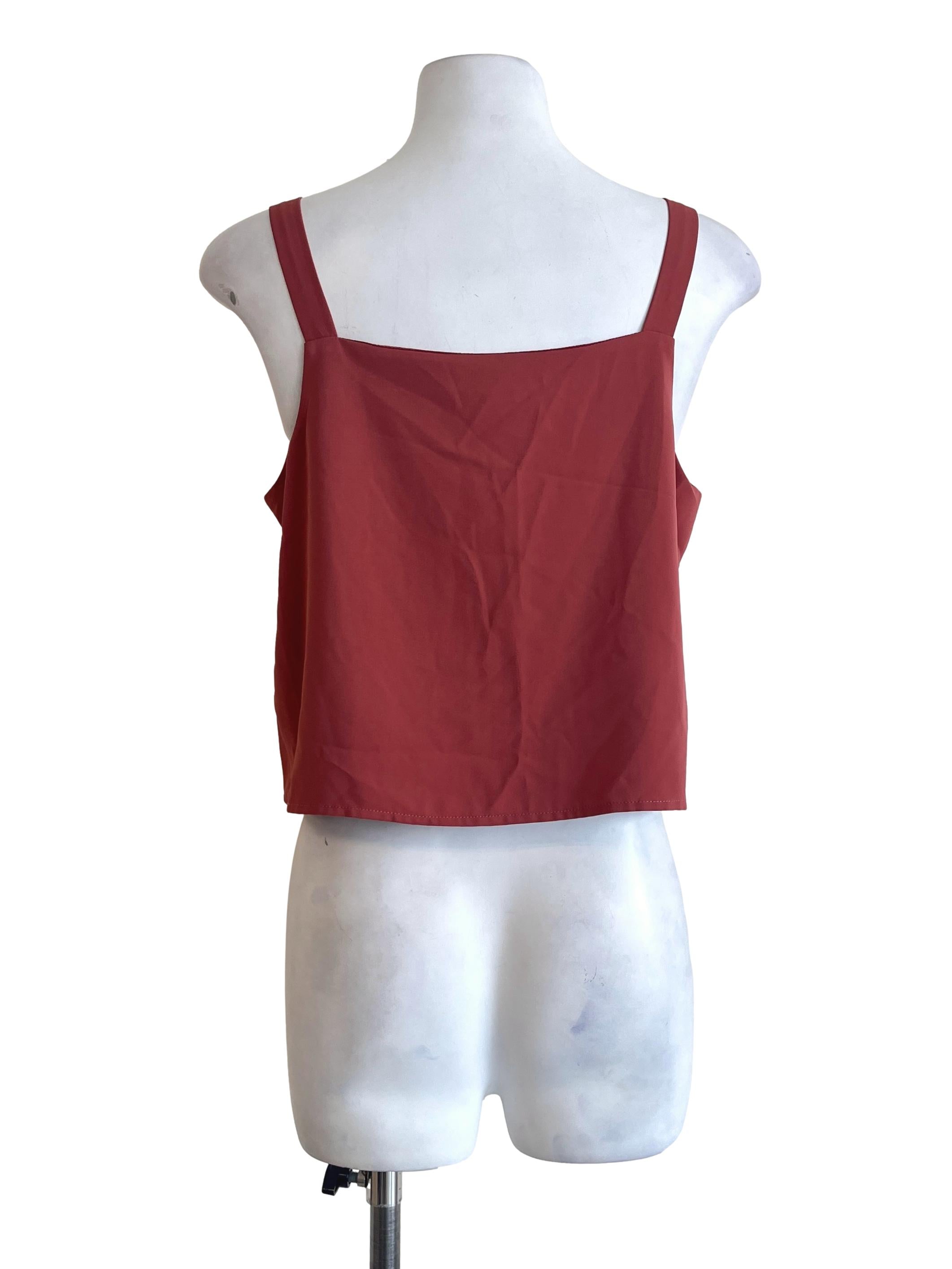 Brick Orange V-Neck Sleeveless Top