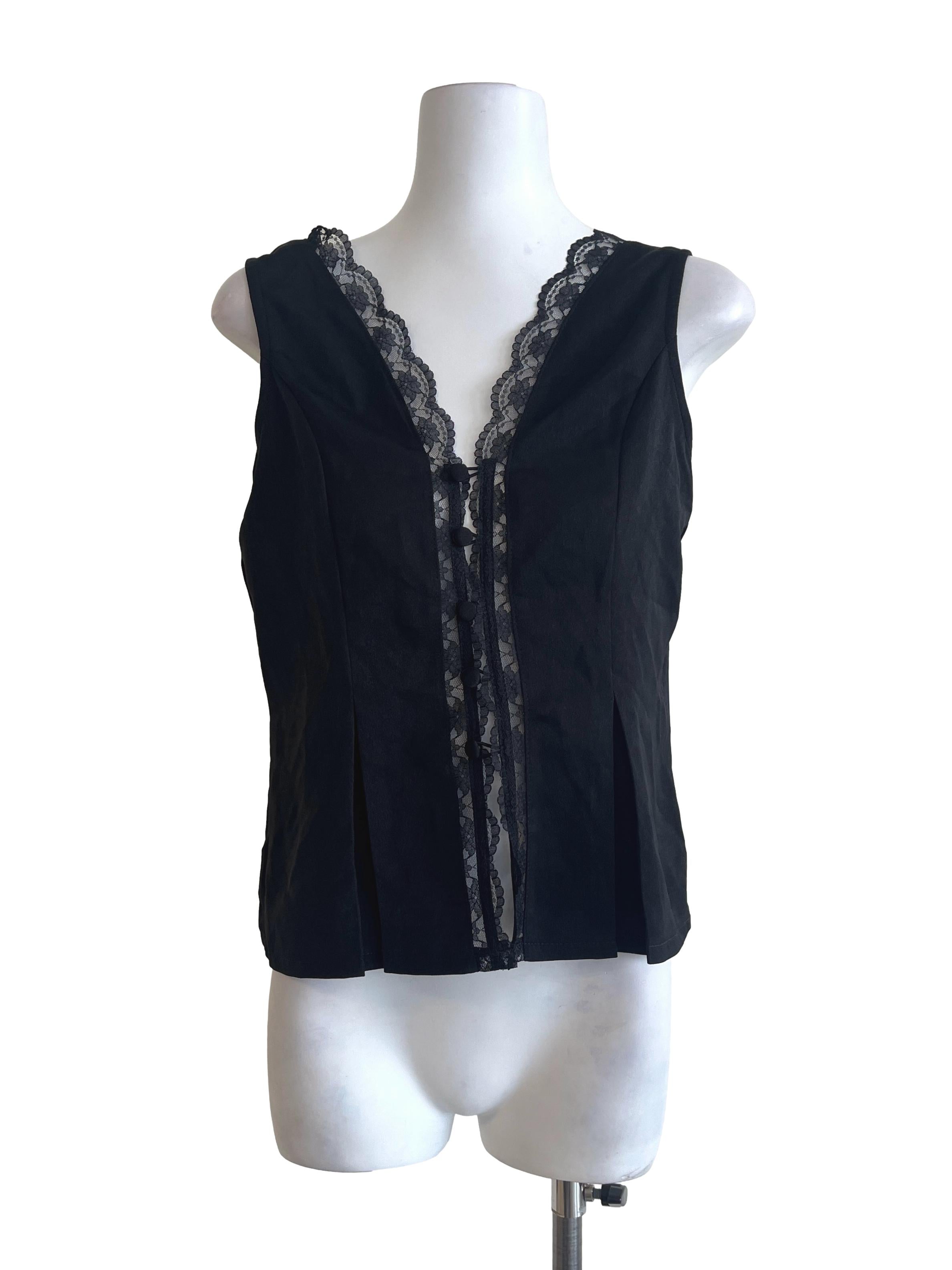 Jade Black V-Neck Sleeveless Top