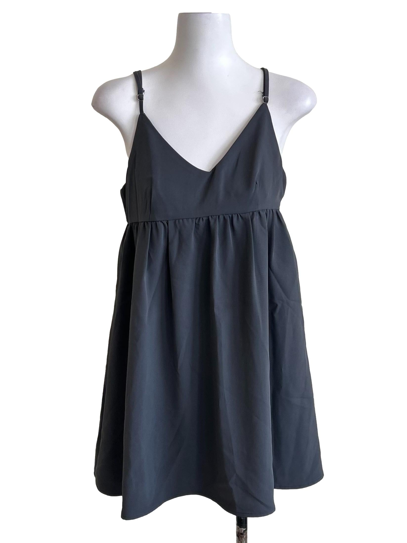 Dark Grey Babydoll Mini Dress