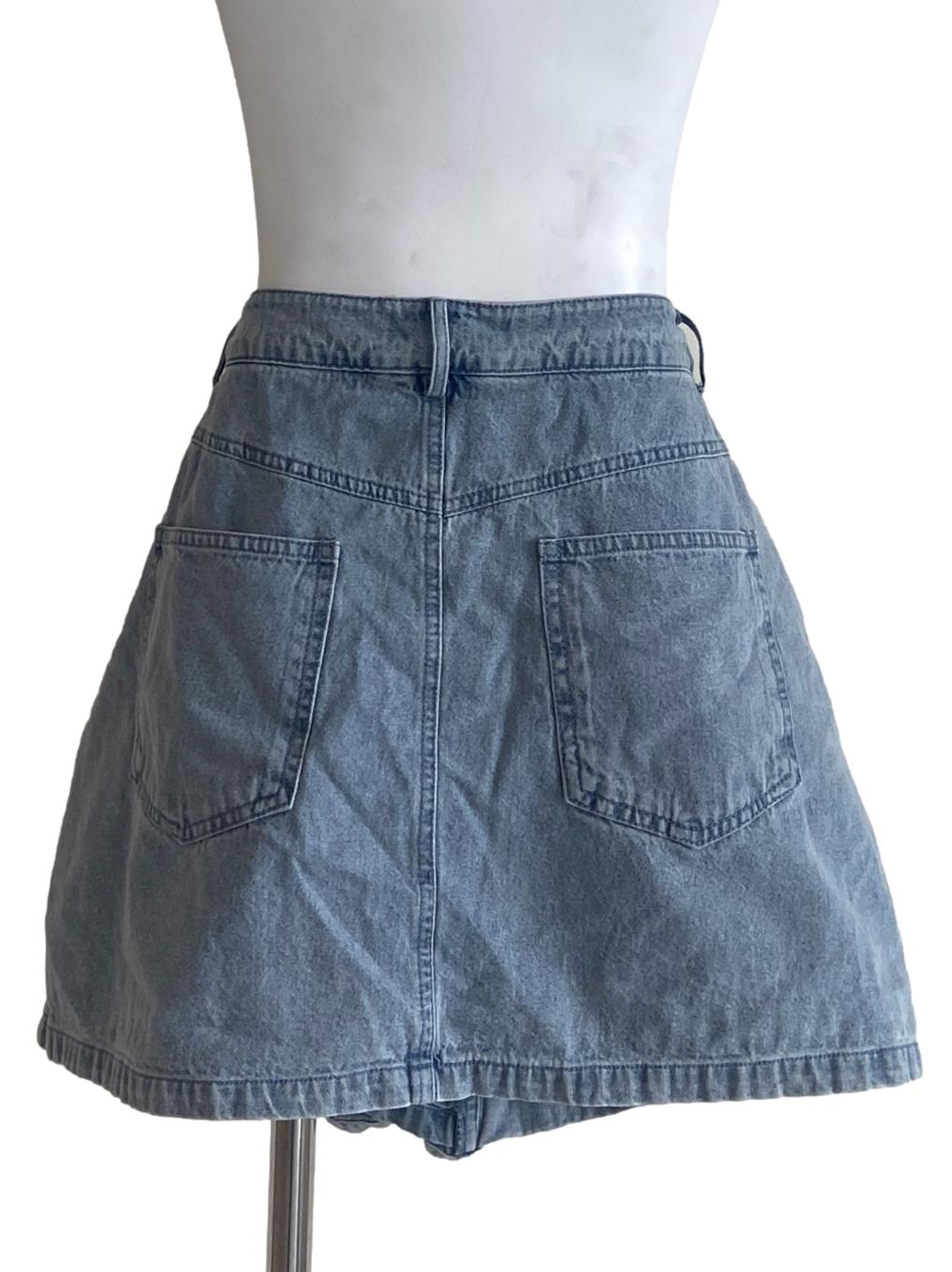 Blue Herringbone Skorts Jeans