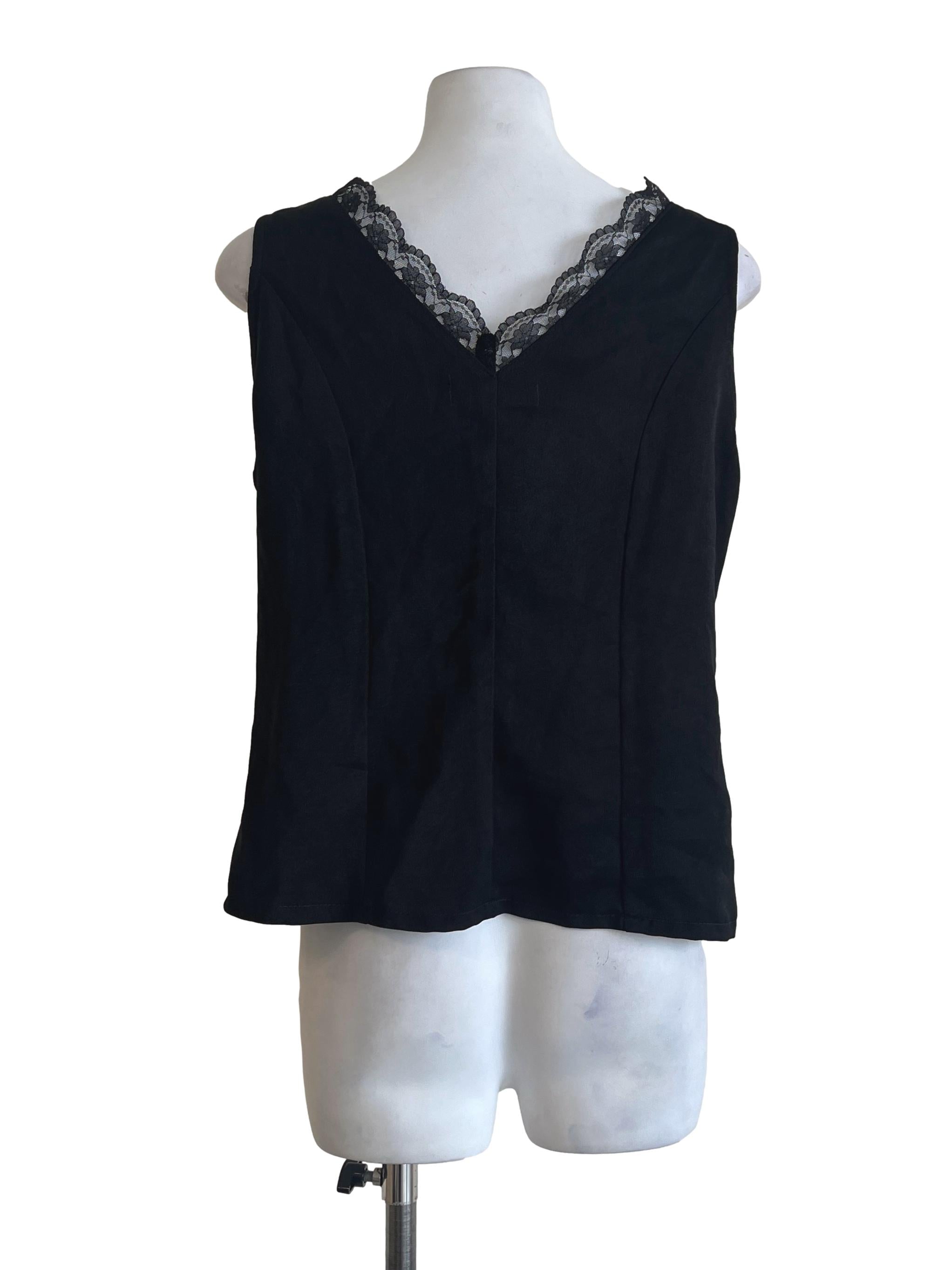 Jade Black V-Neck Sleeveless Top