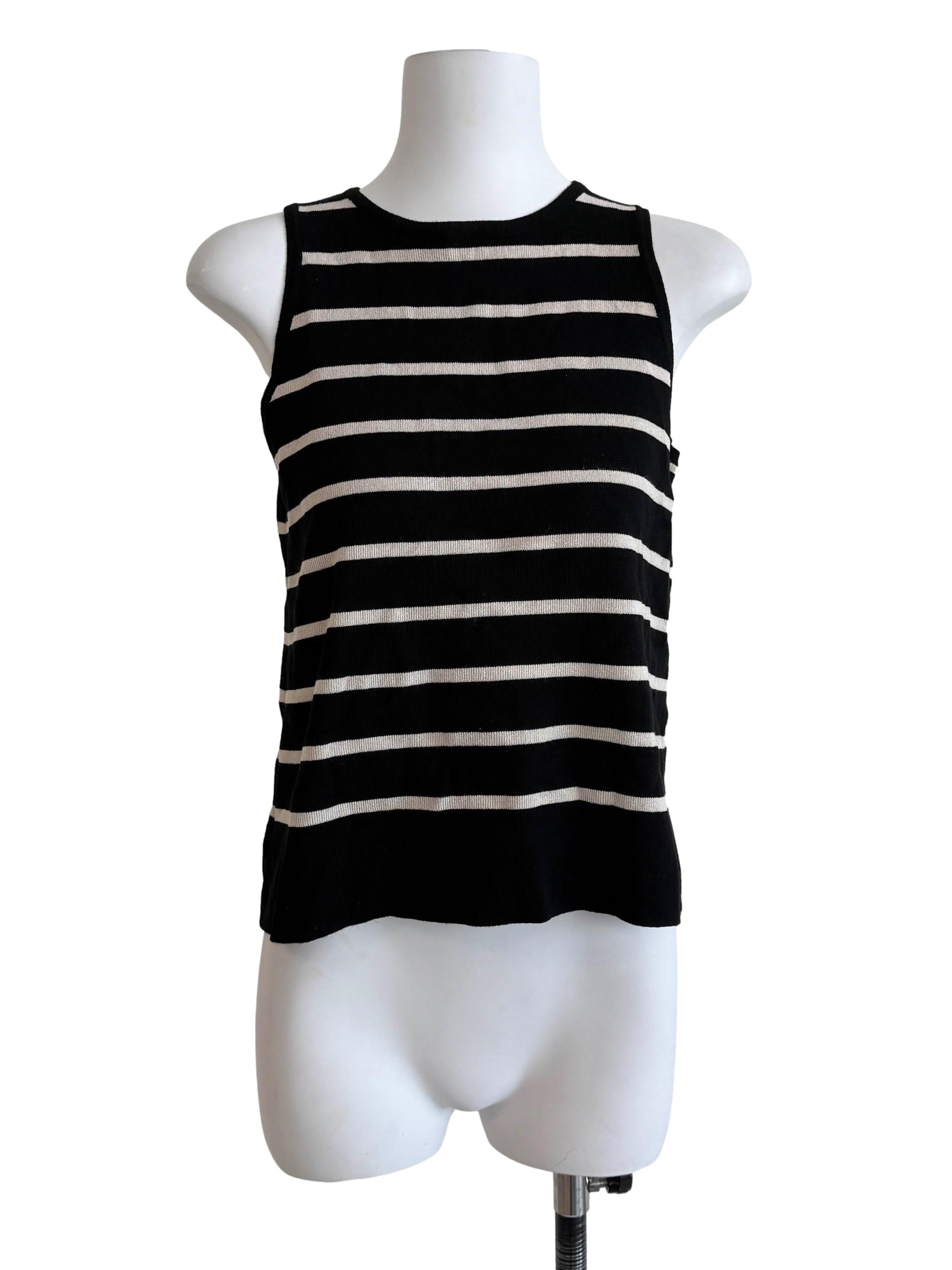 Black & White Stripe Sleeveless Top