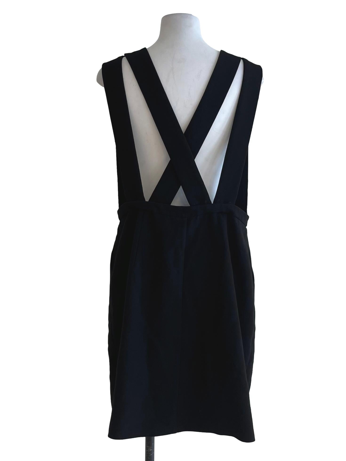 Black V-Neck Zip Up Sheath Dress