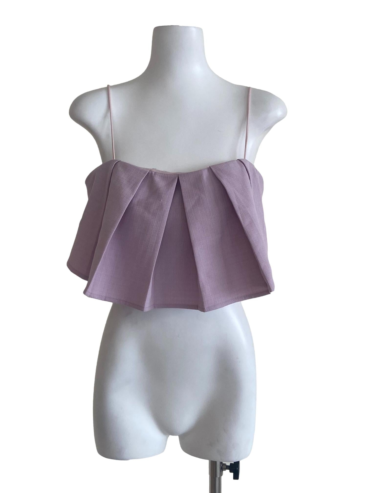 Ballet Slipper Pink Ruffled Neck Crop Top