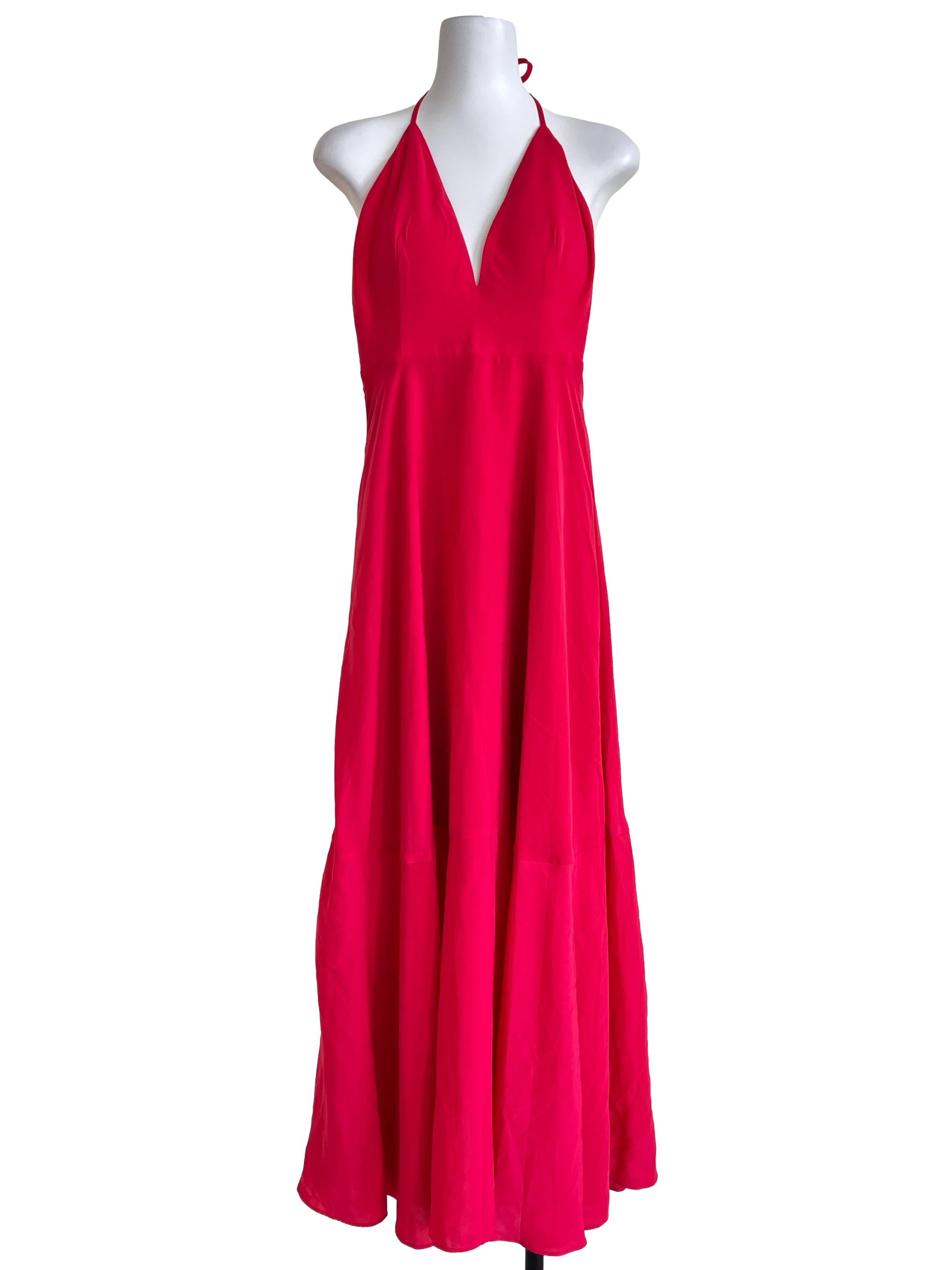Hot Pink Halter Maxi Dress