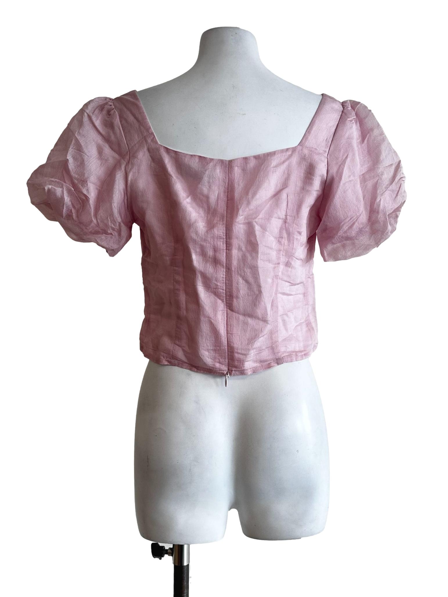 Pink Square Neck Top
