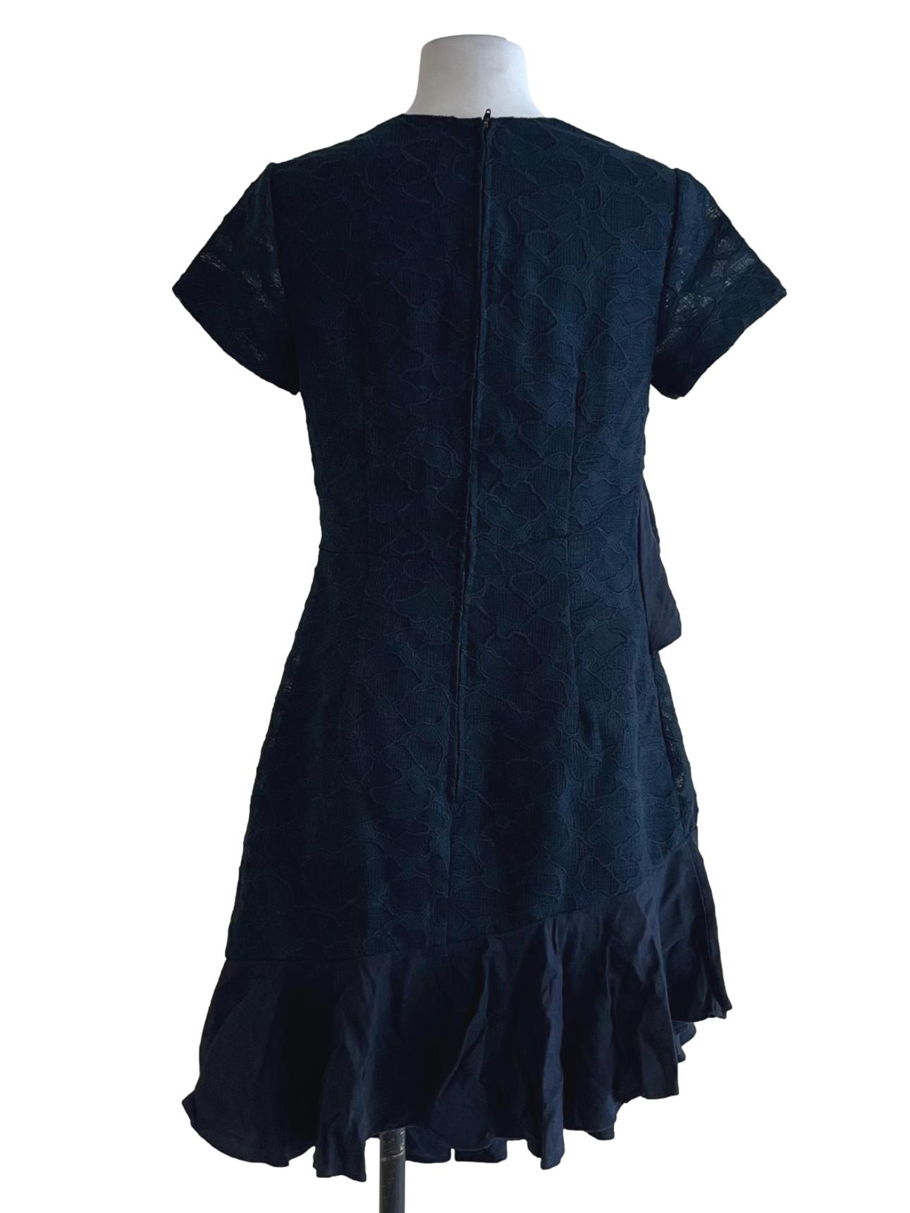 Peacock Blue Jewel Neckline Empire Dress