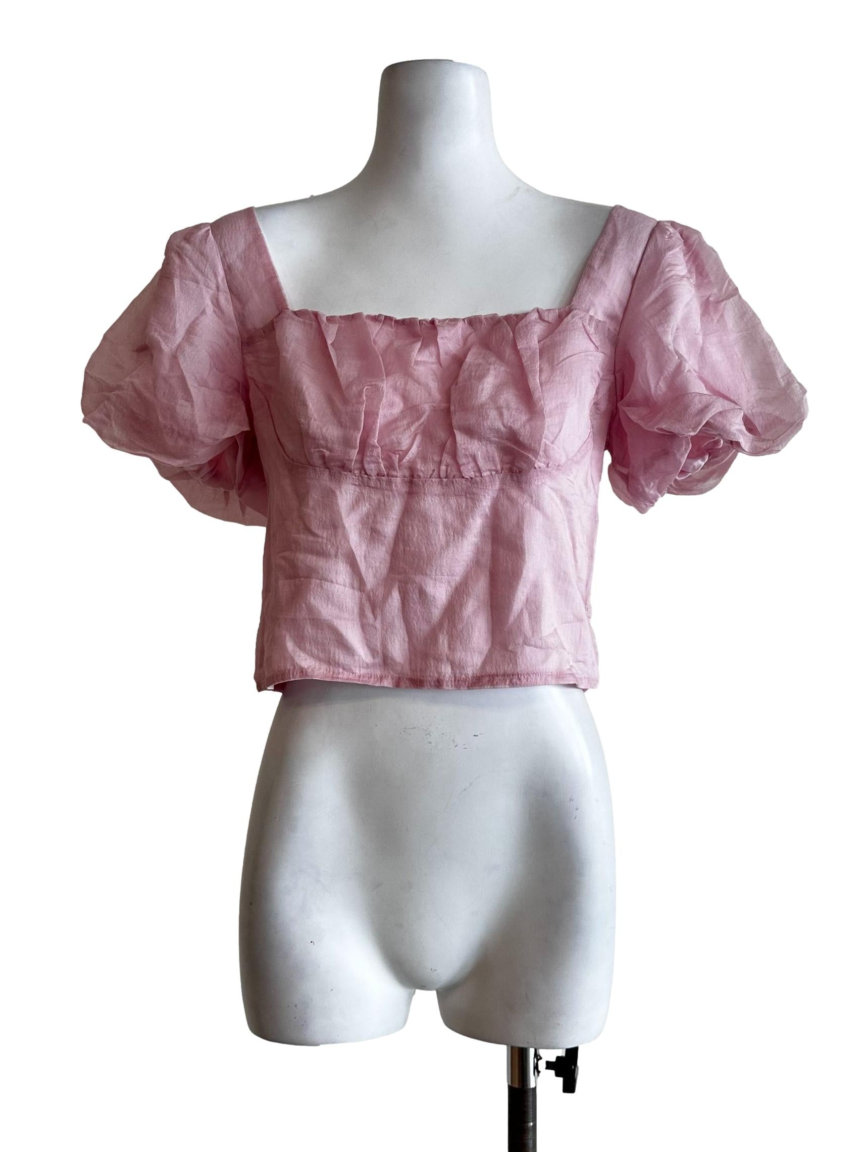 Pink Square Neck Top