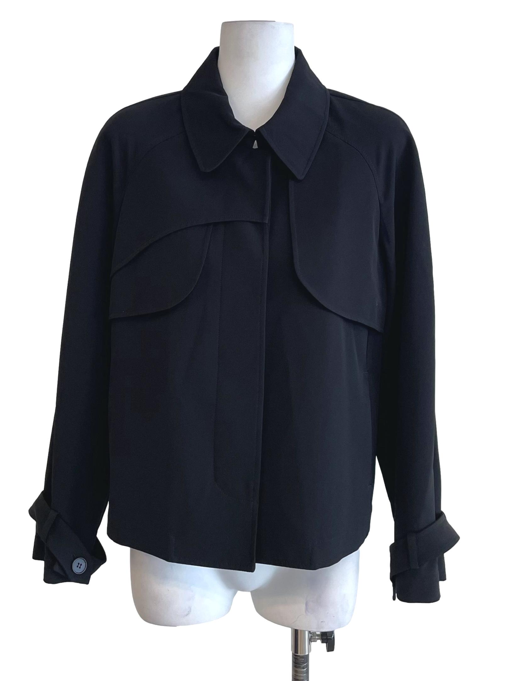 Black Boxy Crop Trenchcoat