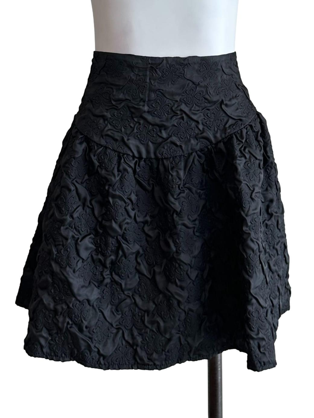 Black Floral Textured Skort