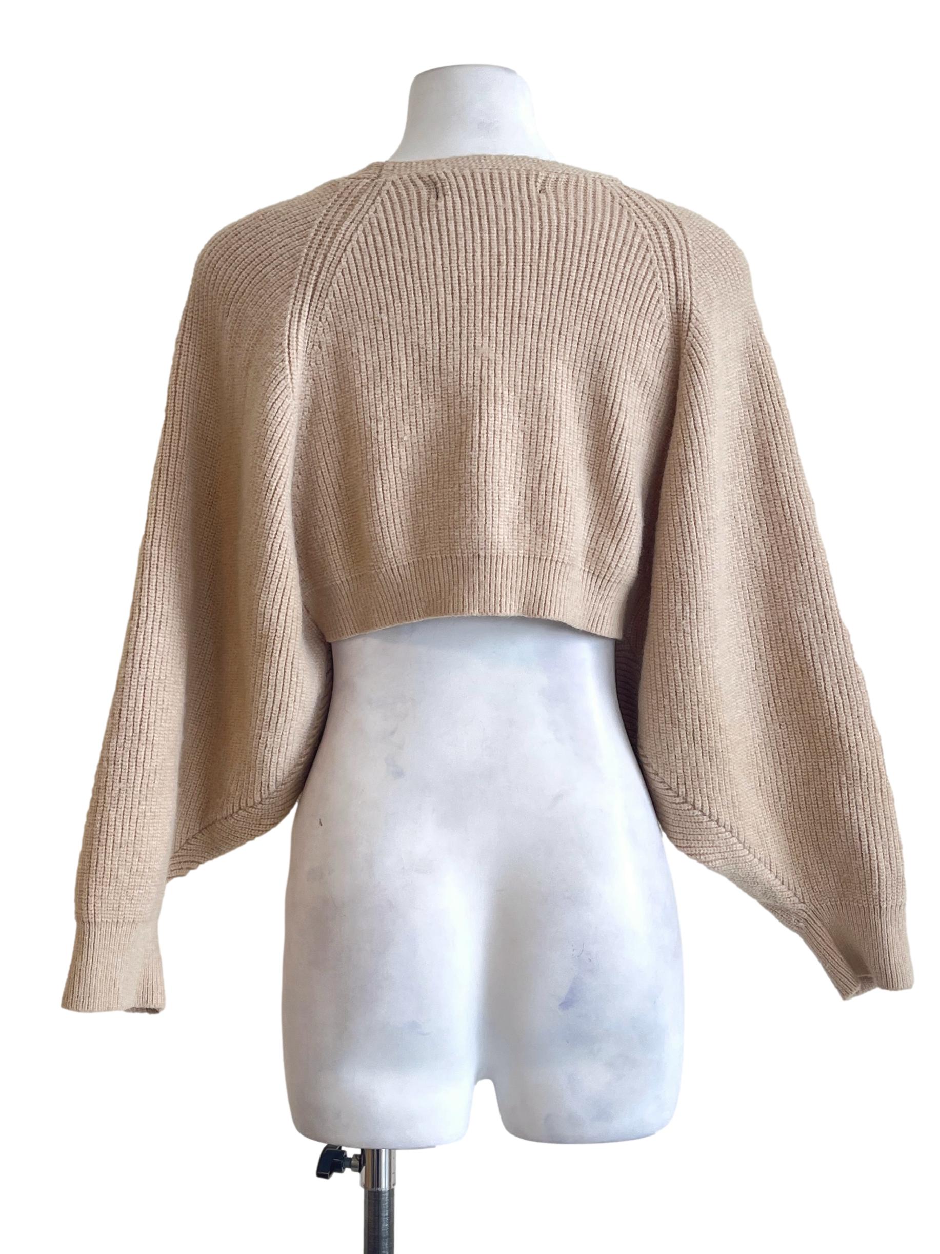 Nude Brown Cropped Cardigan
