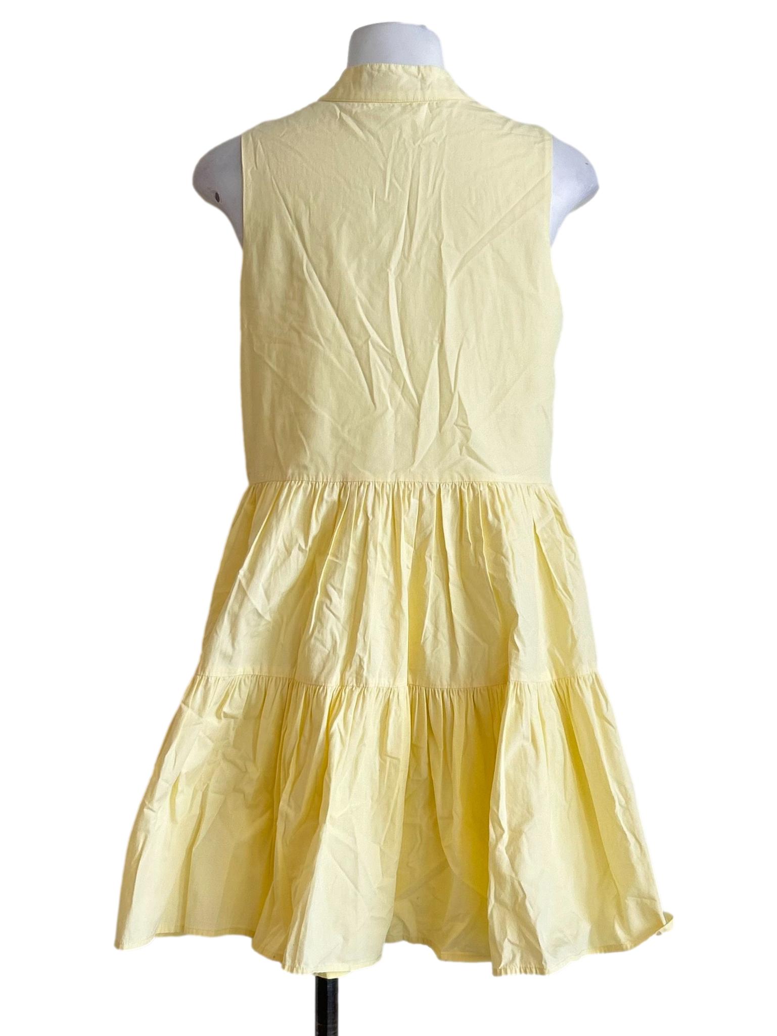 Pale Yellow Sleeveless Tiered Dress
