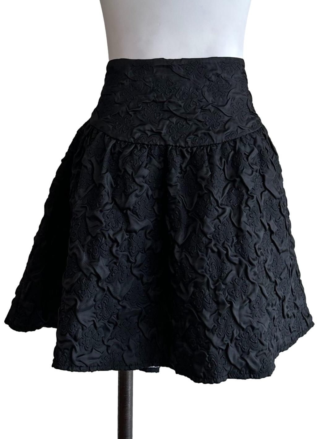 Black Floral Textured Skort