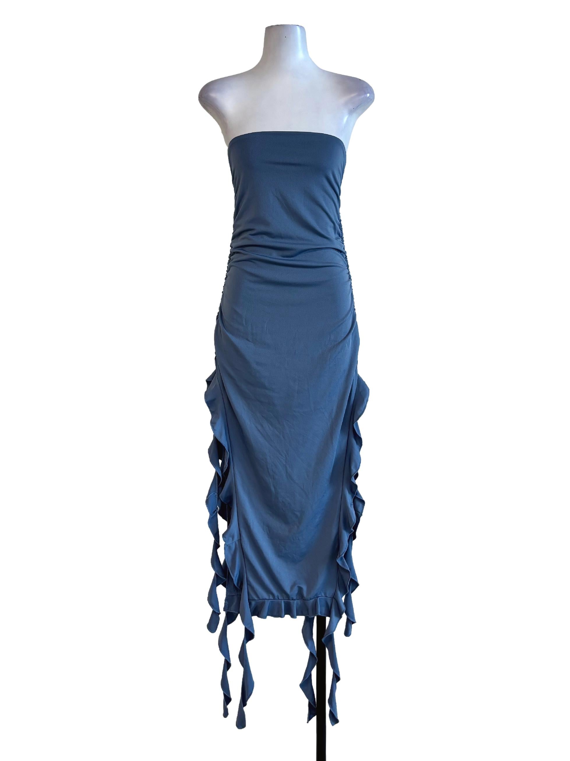 Blue Gray Strapless Mermaid Dress