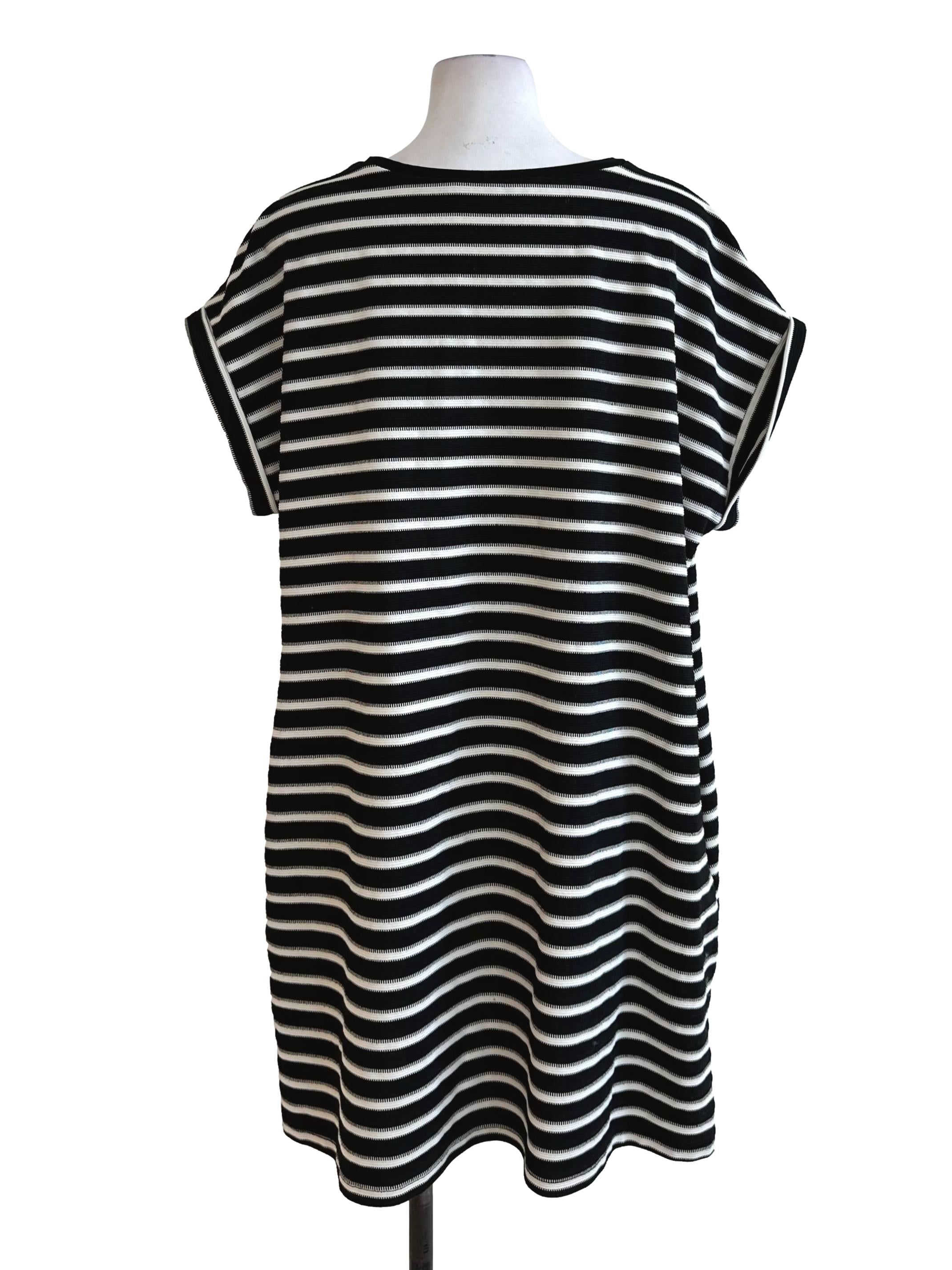 Black White Stripe Pattern Tee Dress LB