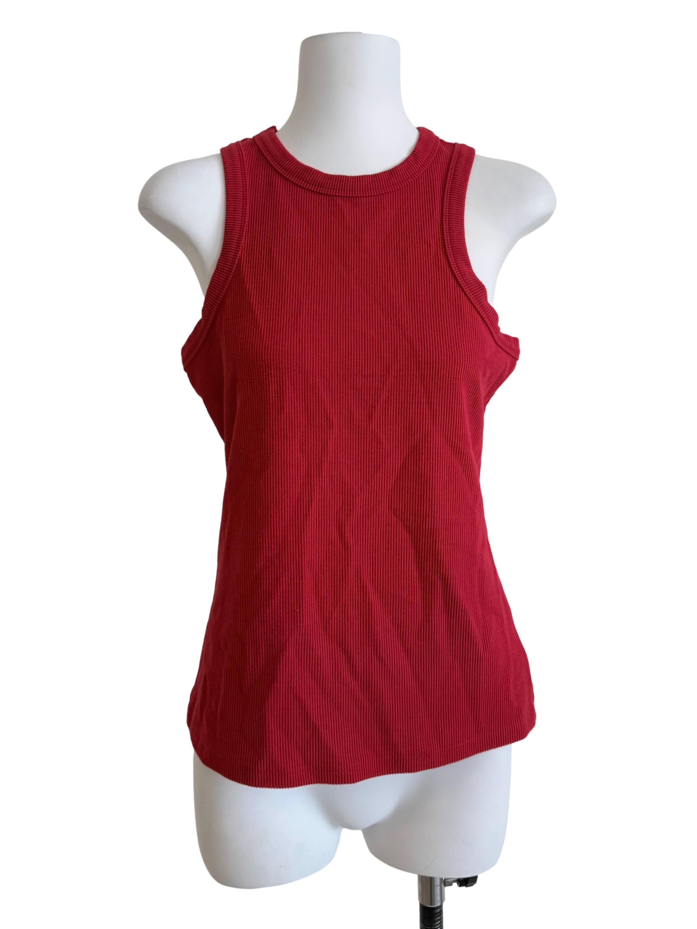 Candy Red Ribbed Tank Top