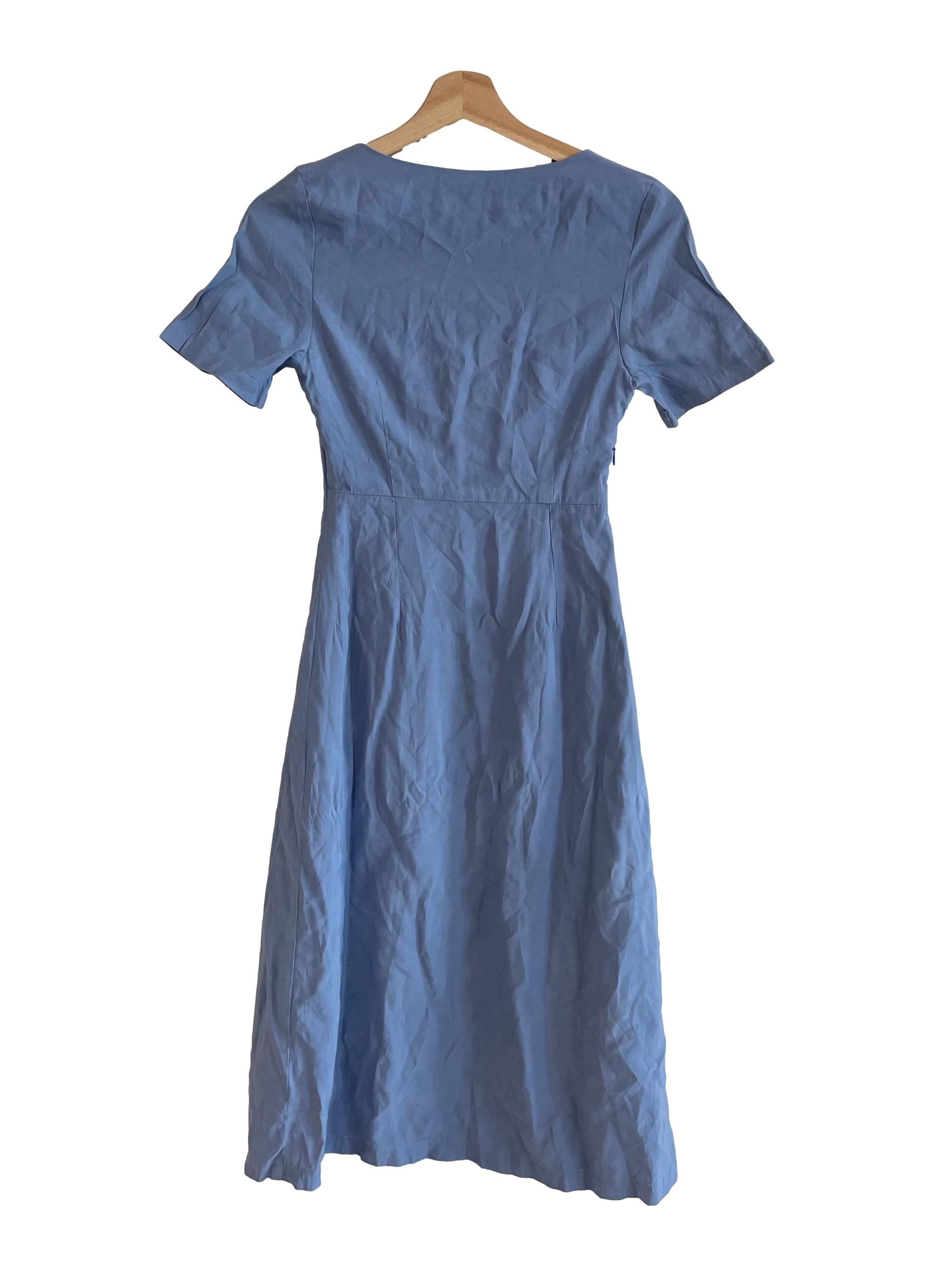 Stone Blue V Neck Dress