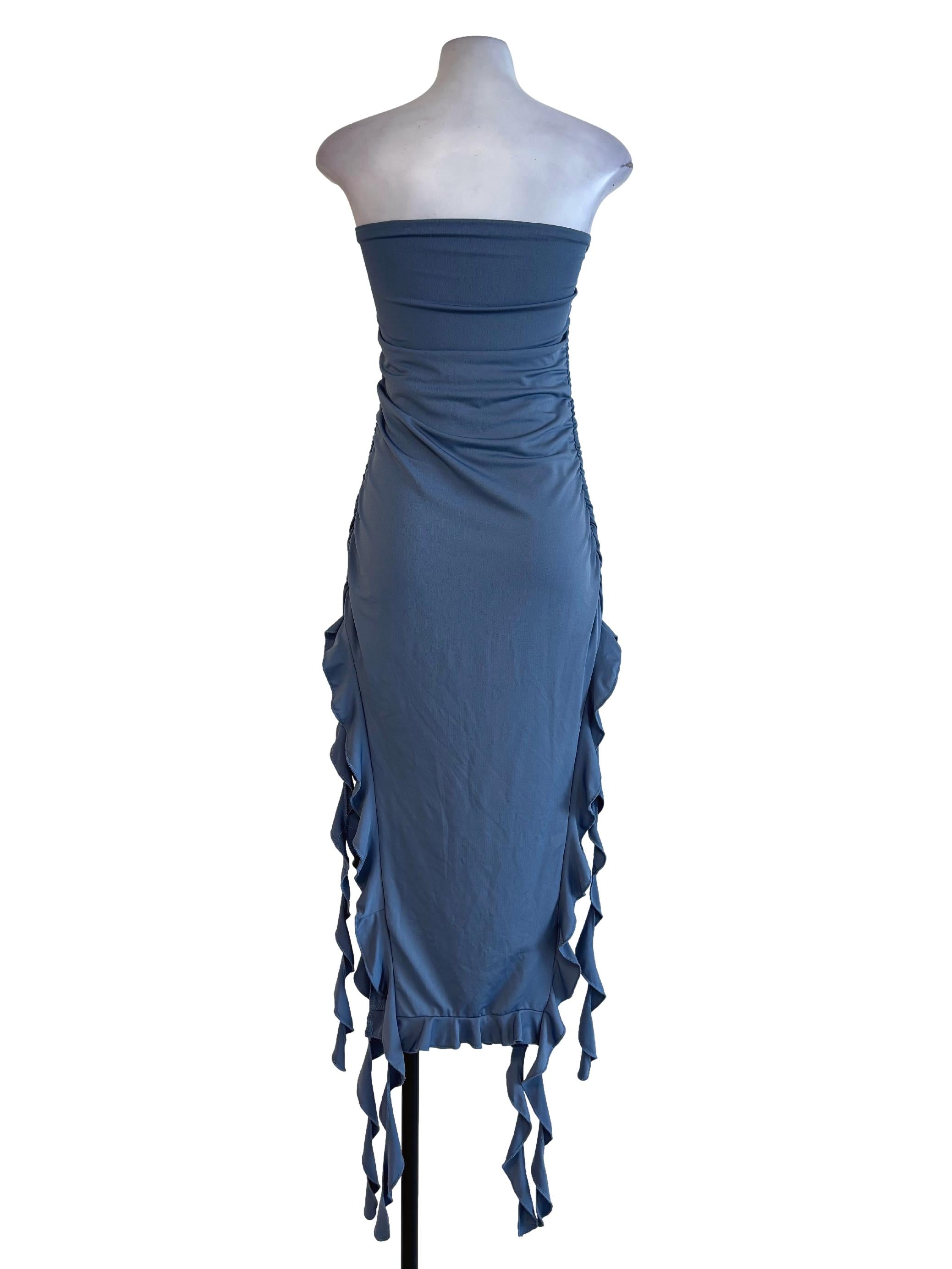 Blue Gray Strapless Mermaid Dress