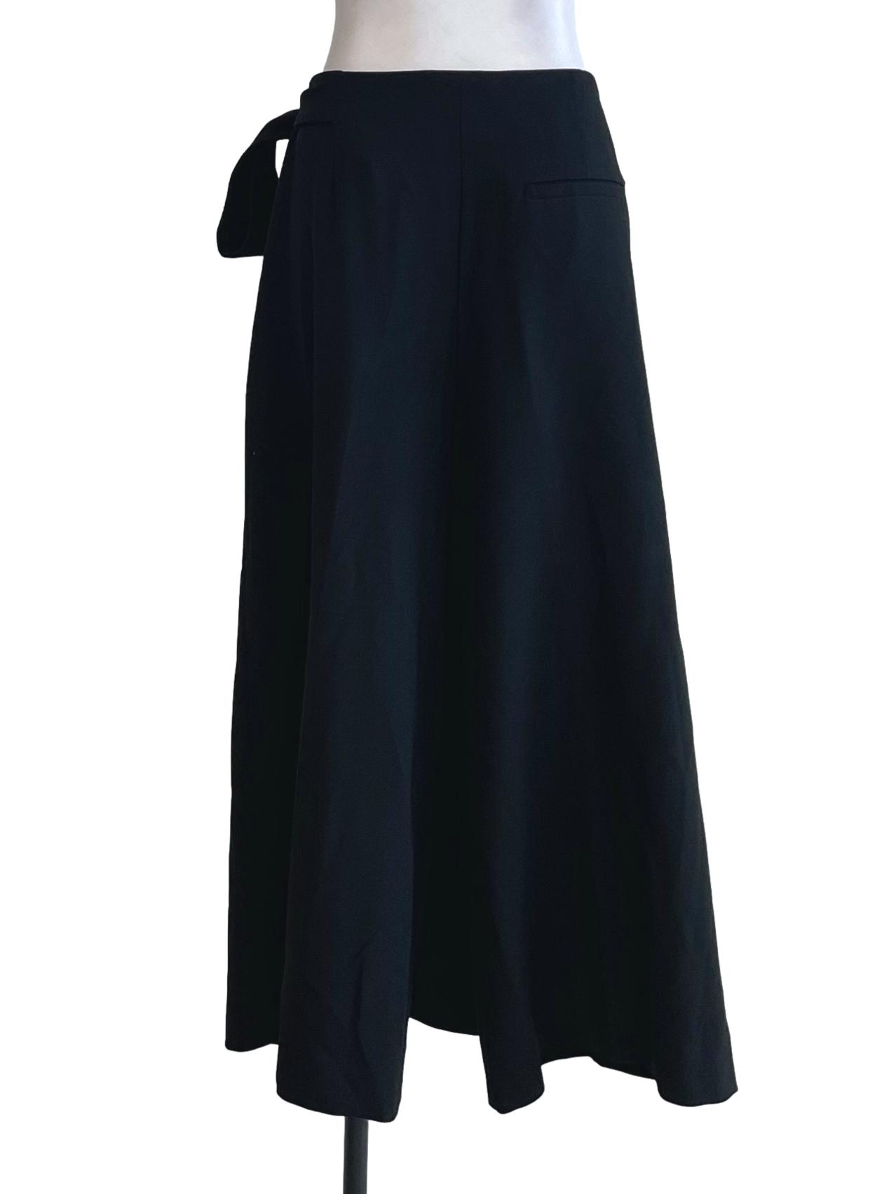 Black Wrap Wide Leg Pants