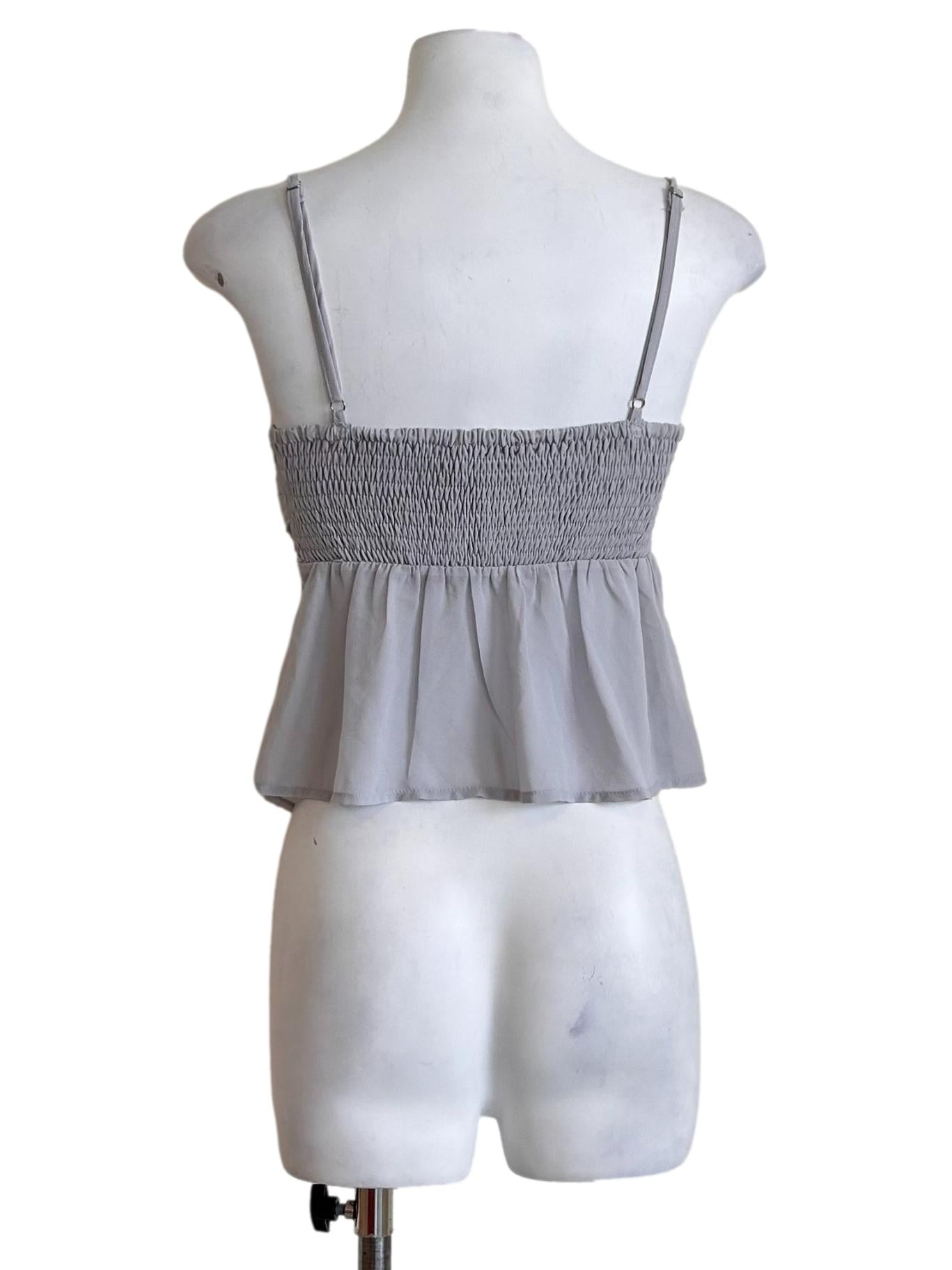 Grey Chiffon Camisole Top With A Twisted Bust