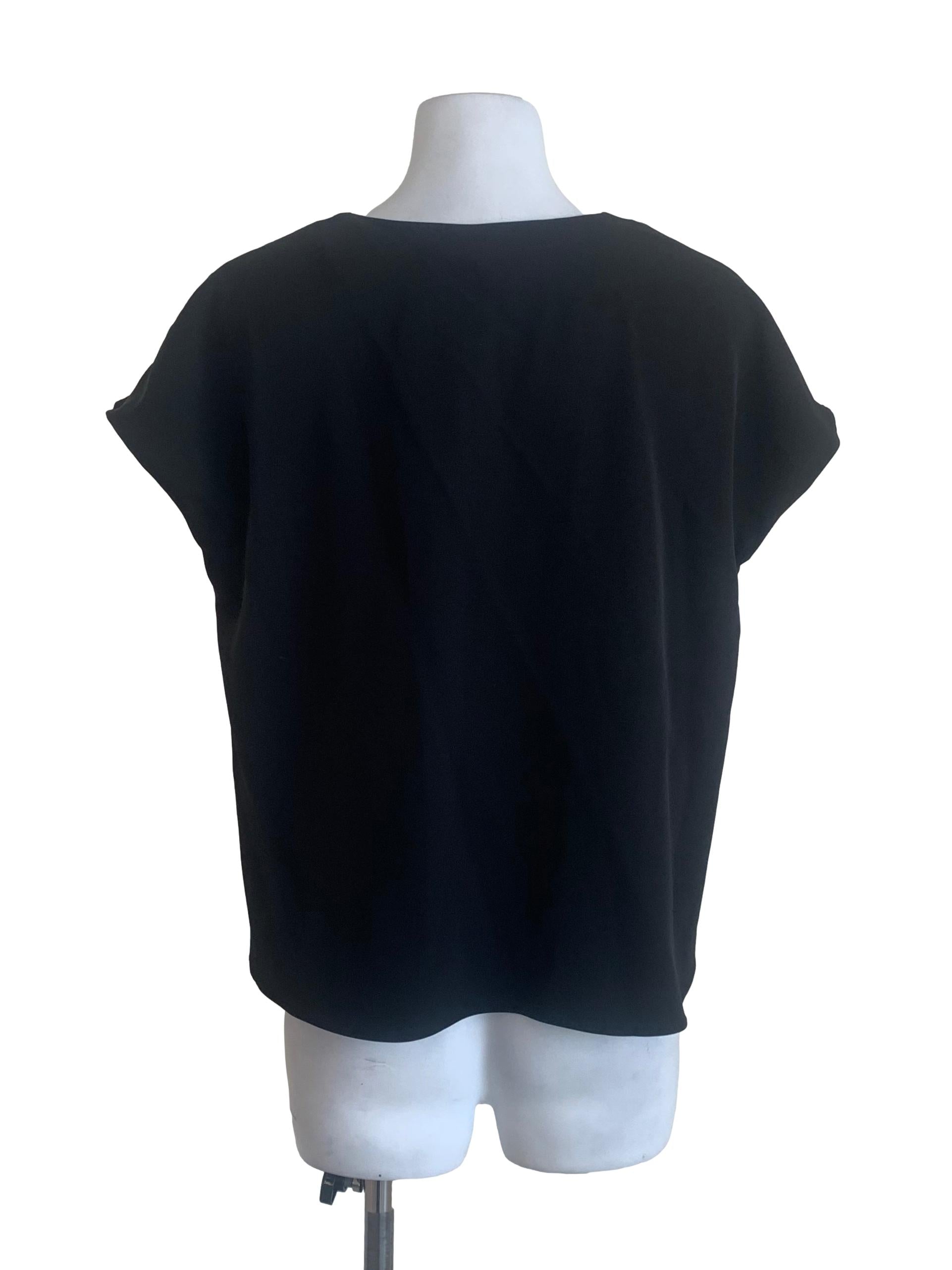 Sable Black Deep V Neck Top
