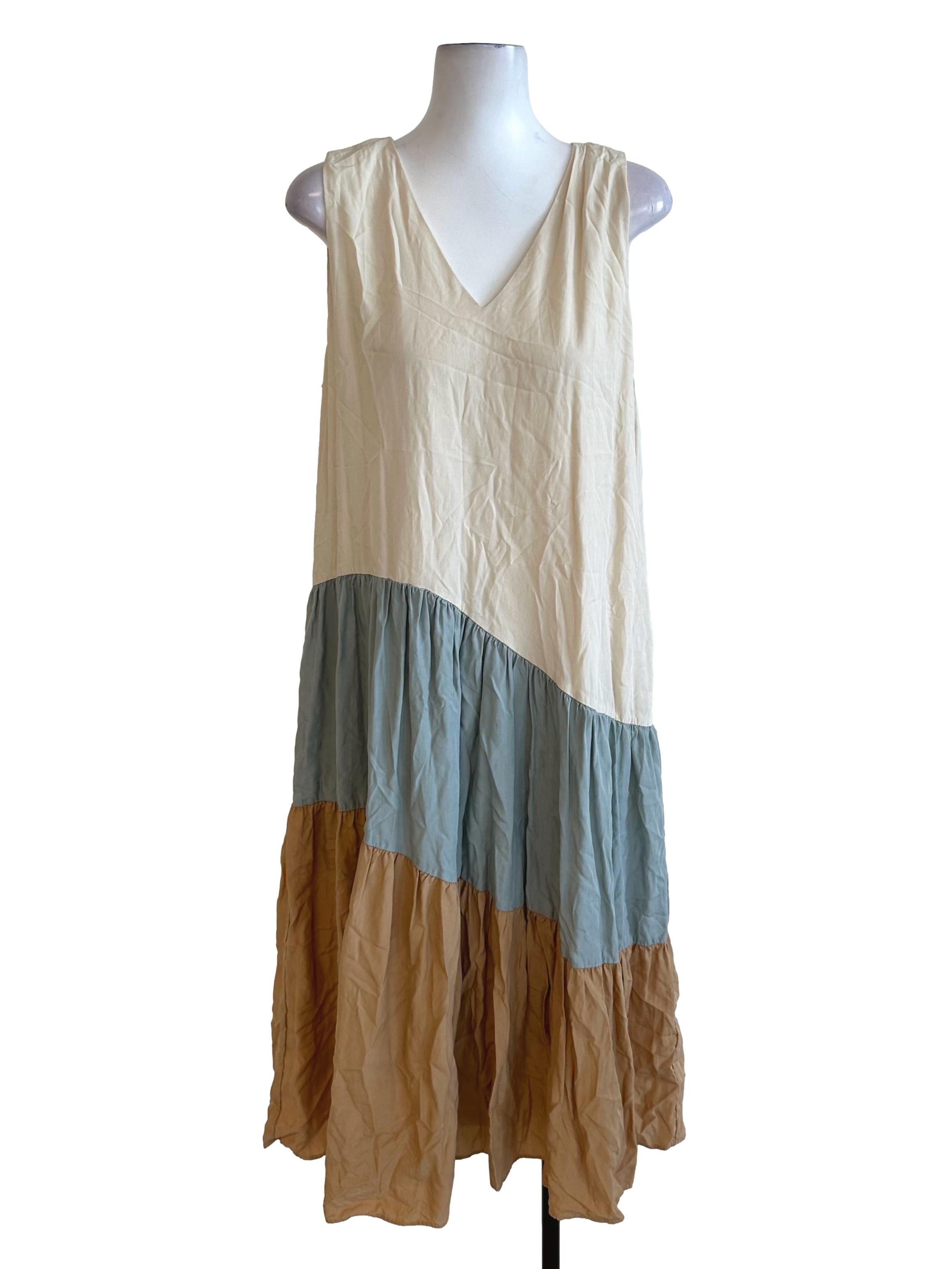 Butter Yellow V Neck Tiered Dress TCL