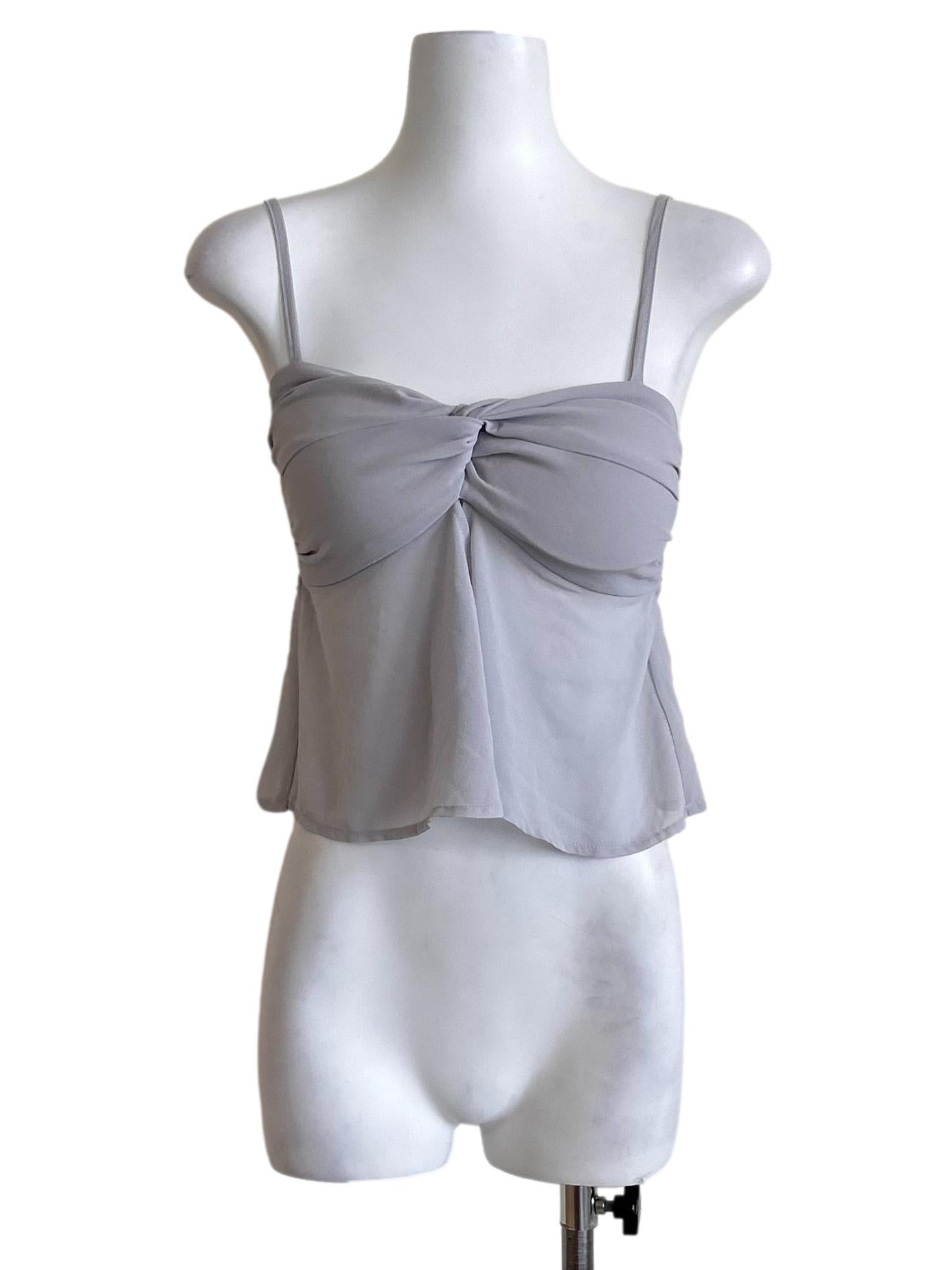 Grey Chiffon Camisole Top With A Twisted Bust