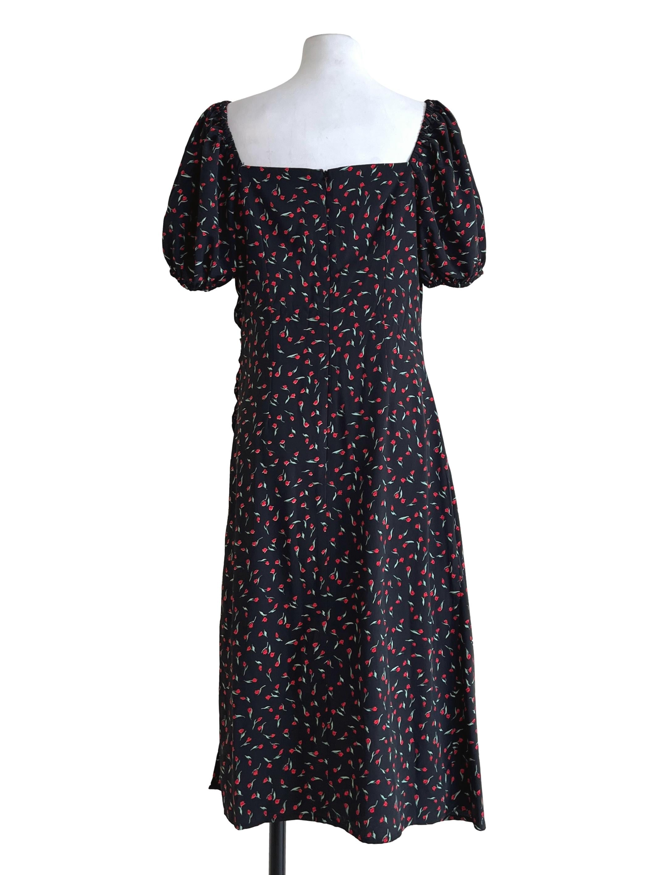Jet Black Square Puff Sleeve Dress