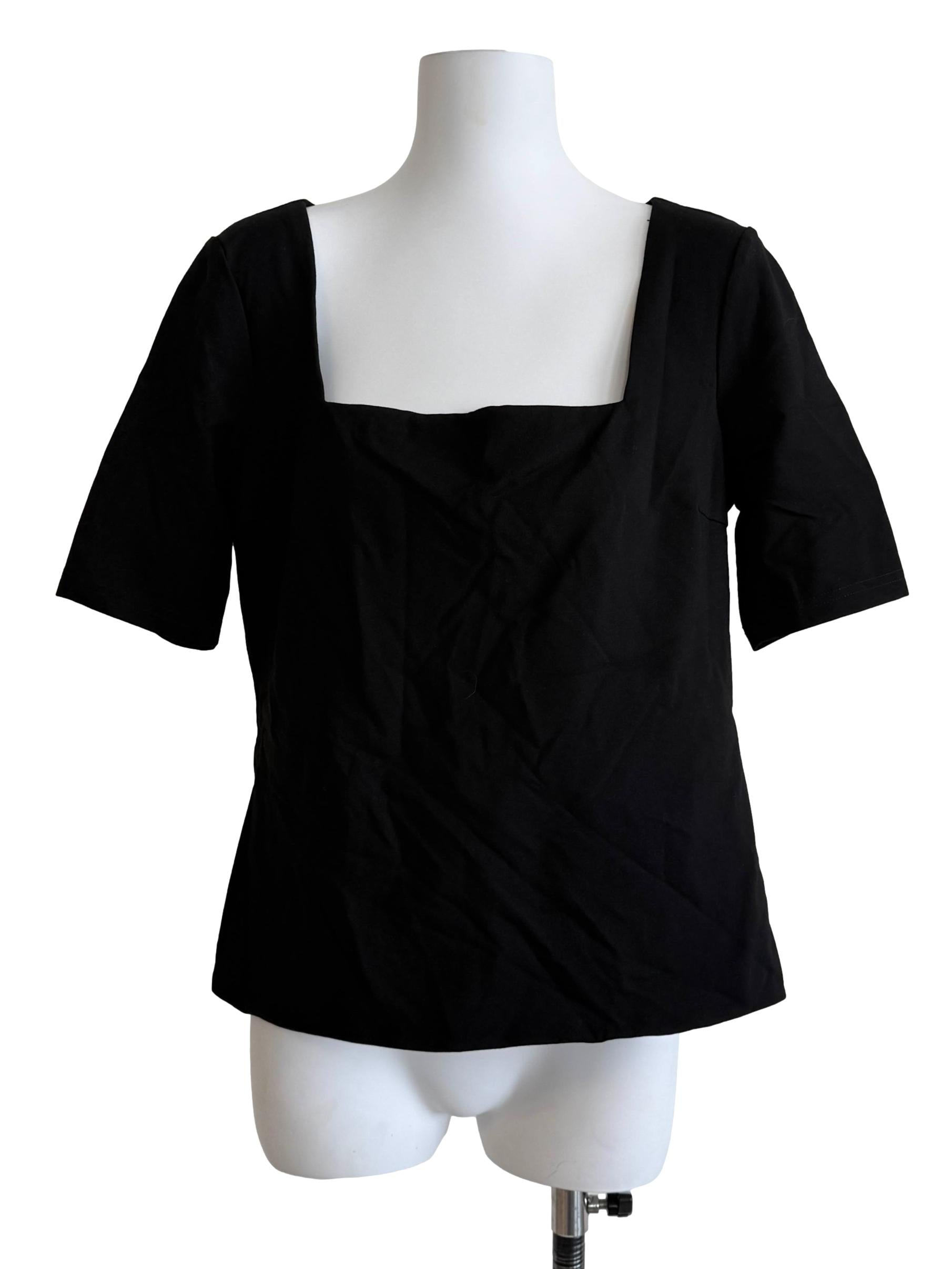Black Square Neck Top