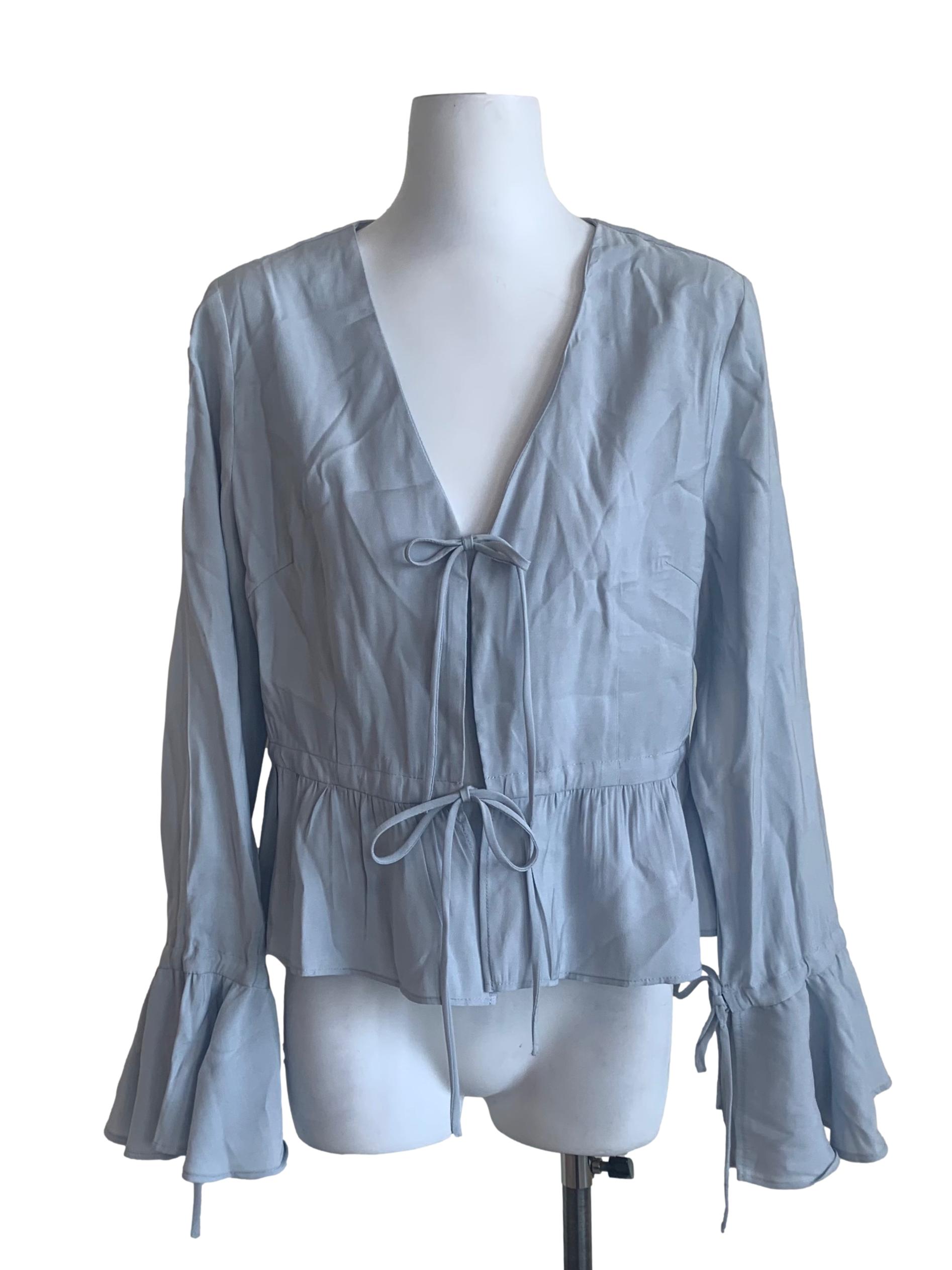Light Blue Front Tie Top