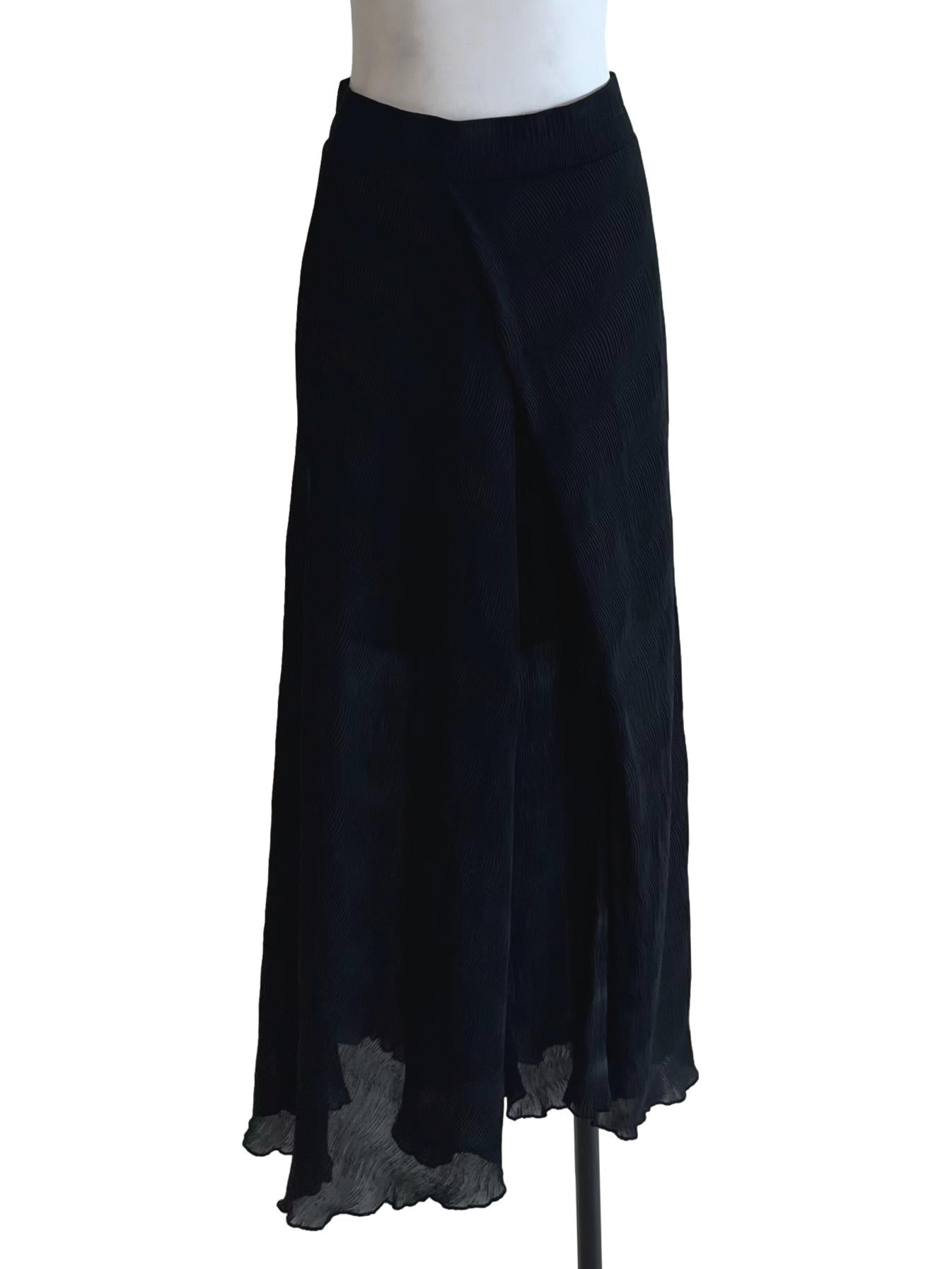 Black Pleated A-Line Skirt