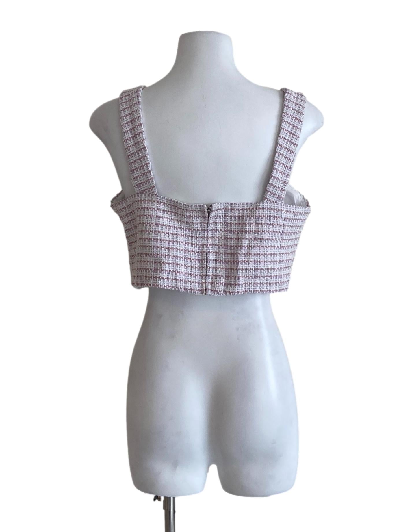 White Purple Stripes Crop Top