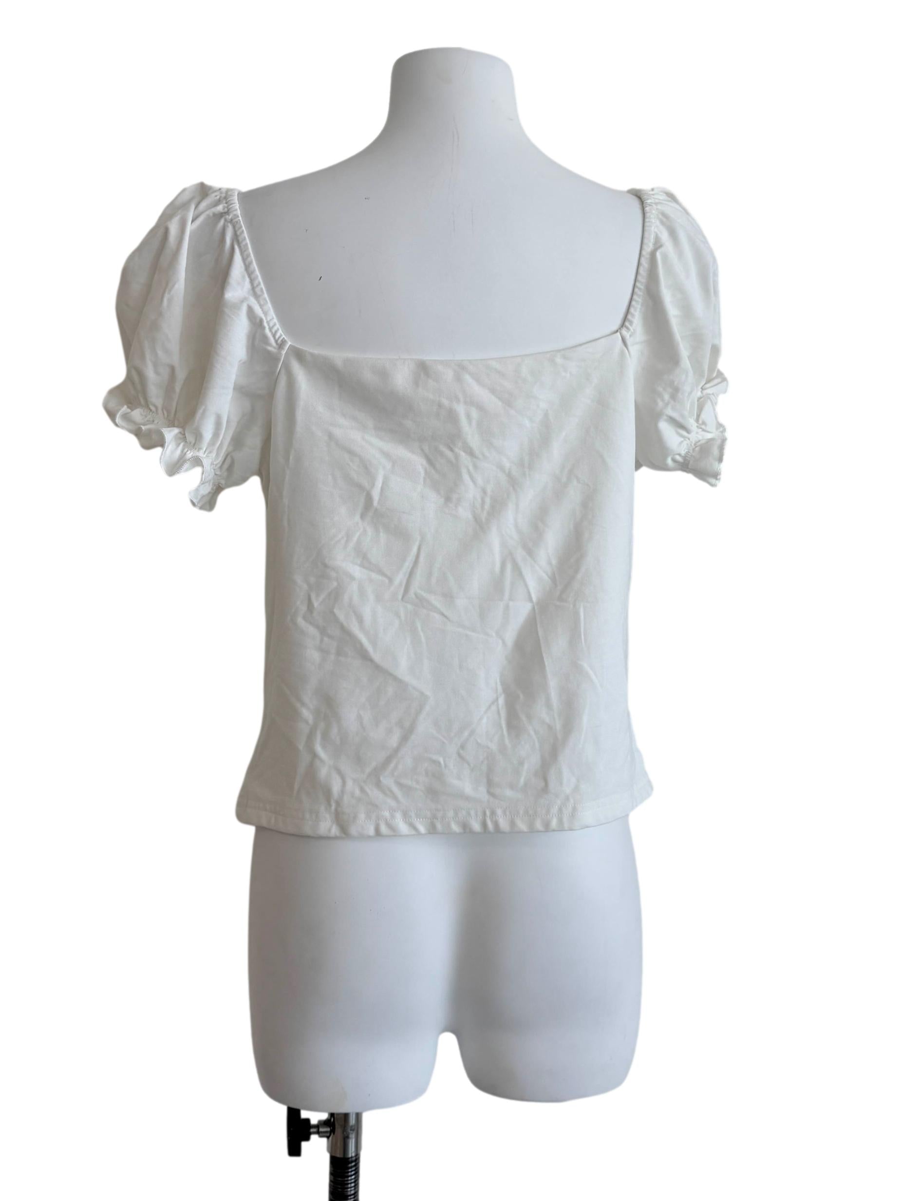 White Puff Sleeves Top