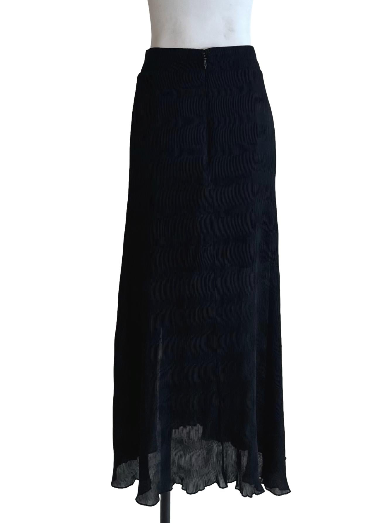 Black Pleated A-Line Skirt