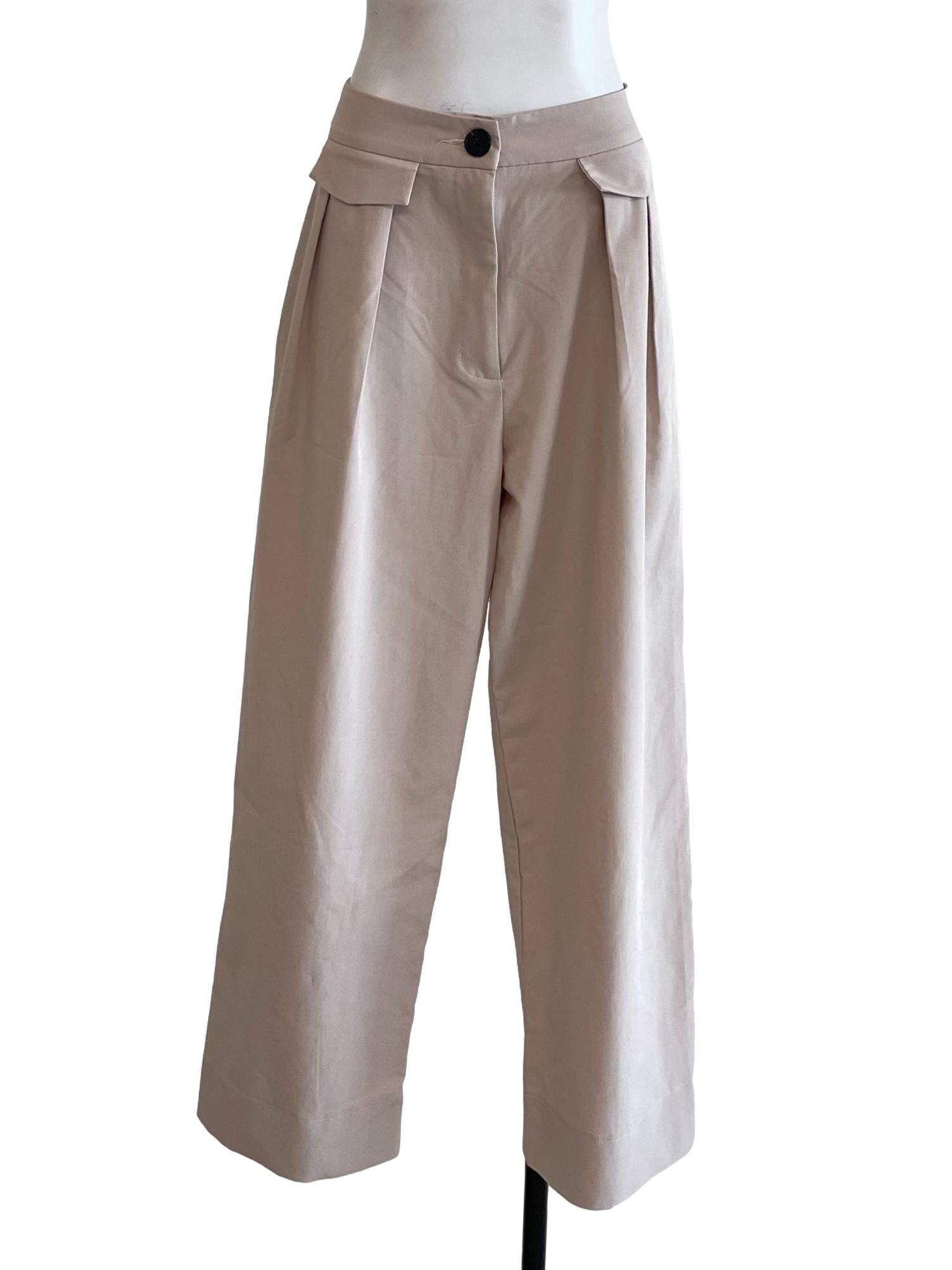 Latte Pleated Baggy Pants