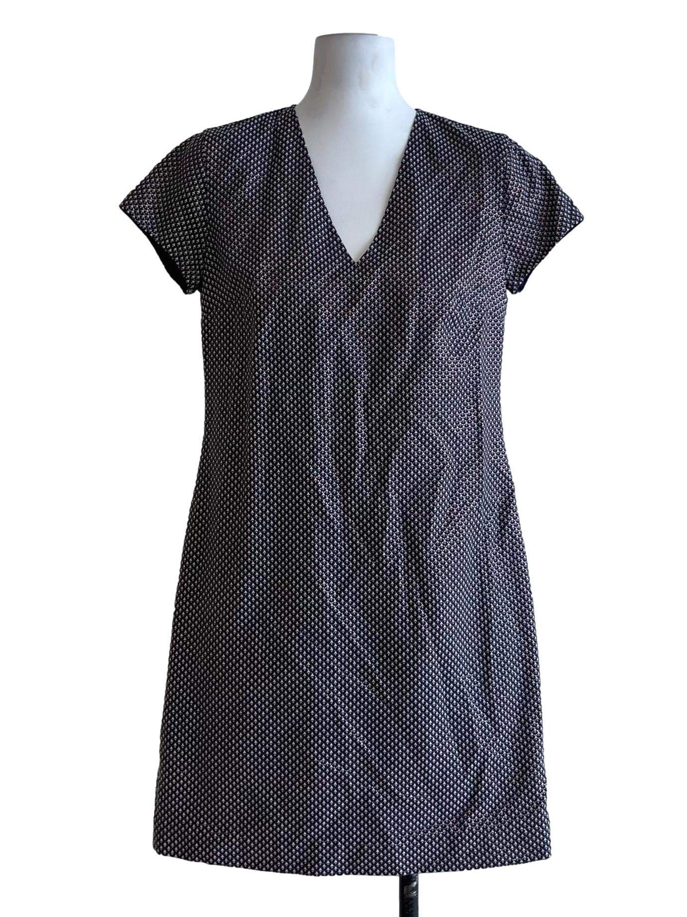 Navy Blue Abstract Empire Dress