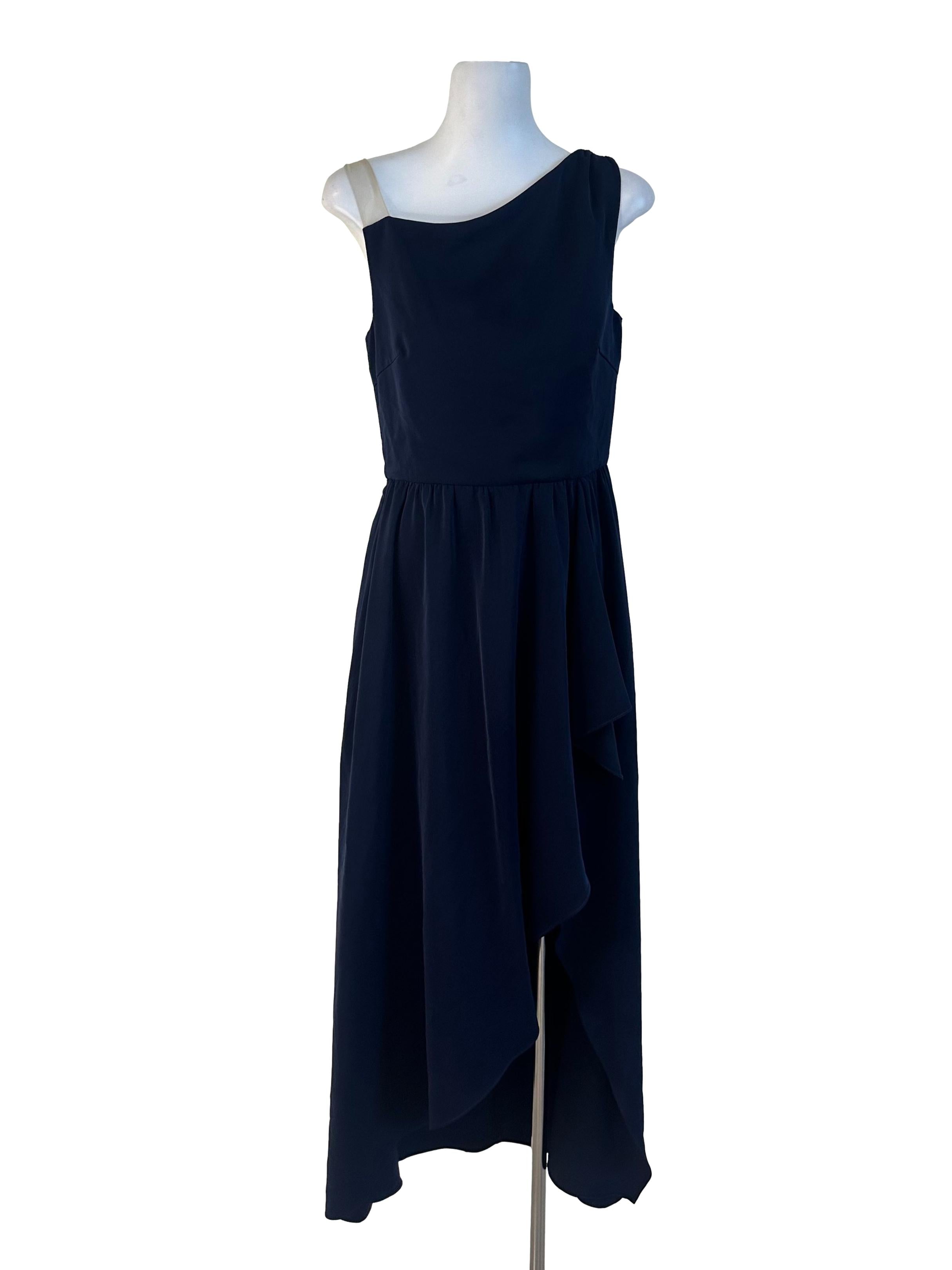 Navy Blue Plain Fishtail Dress