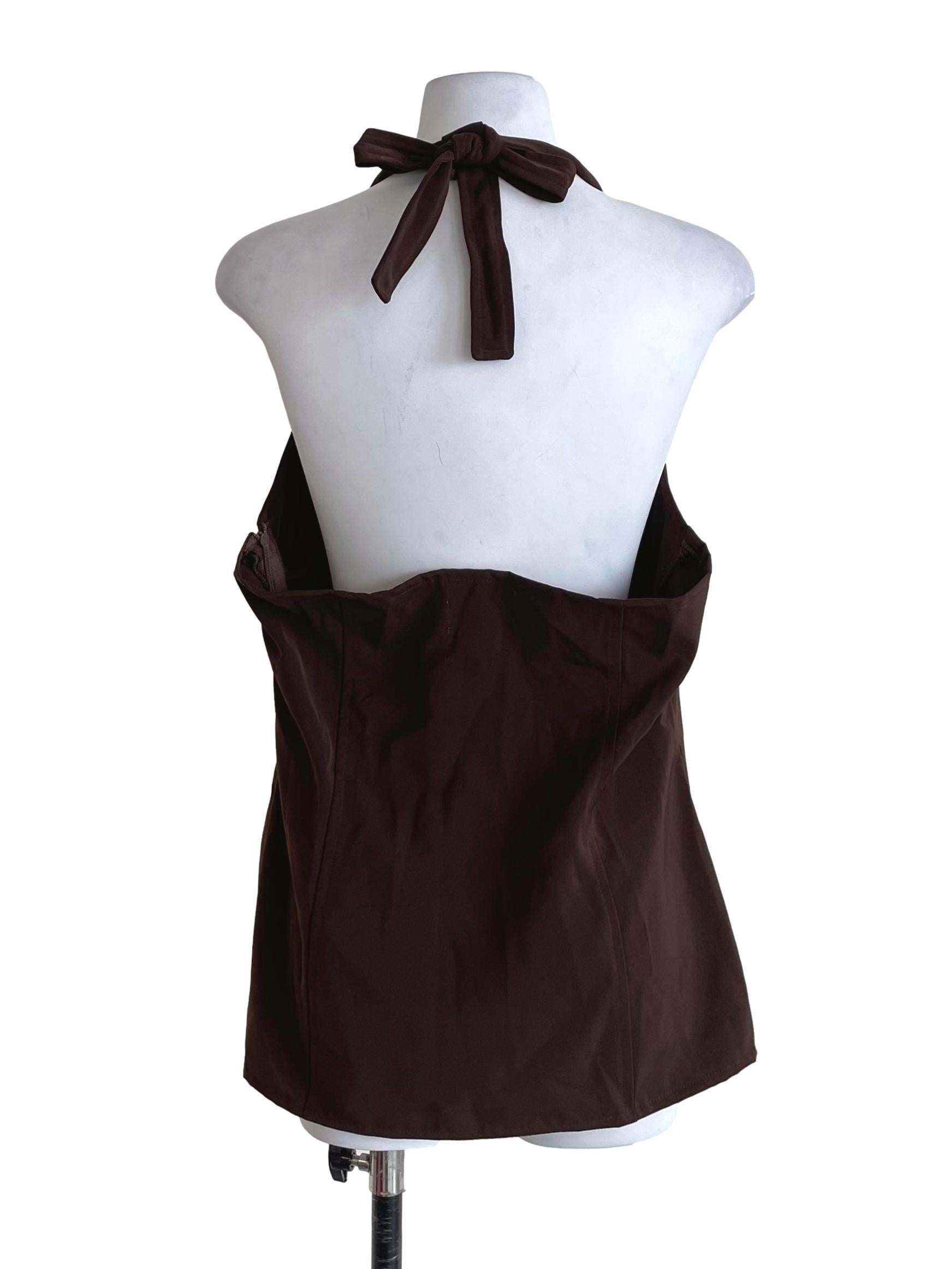 Mocha Brown Halter Neck Slim Top