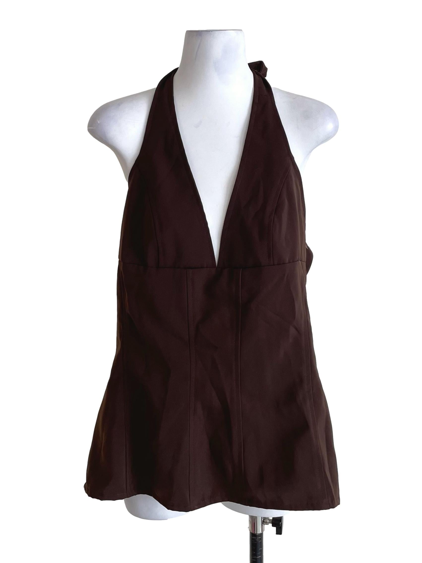 Mocha Brown Halter Neck Slim Top